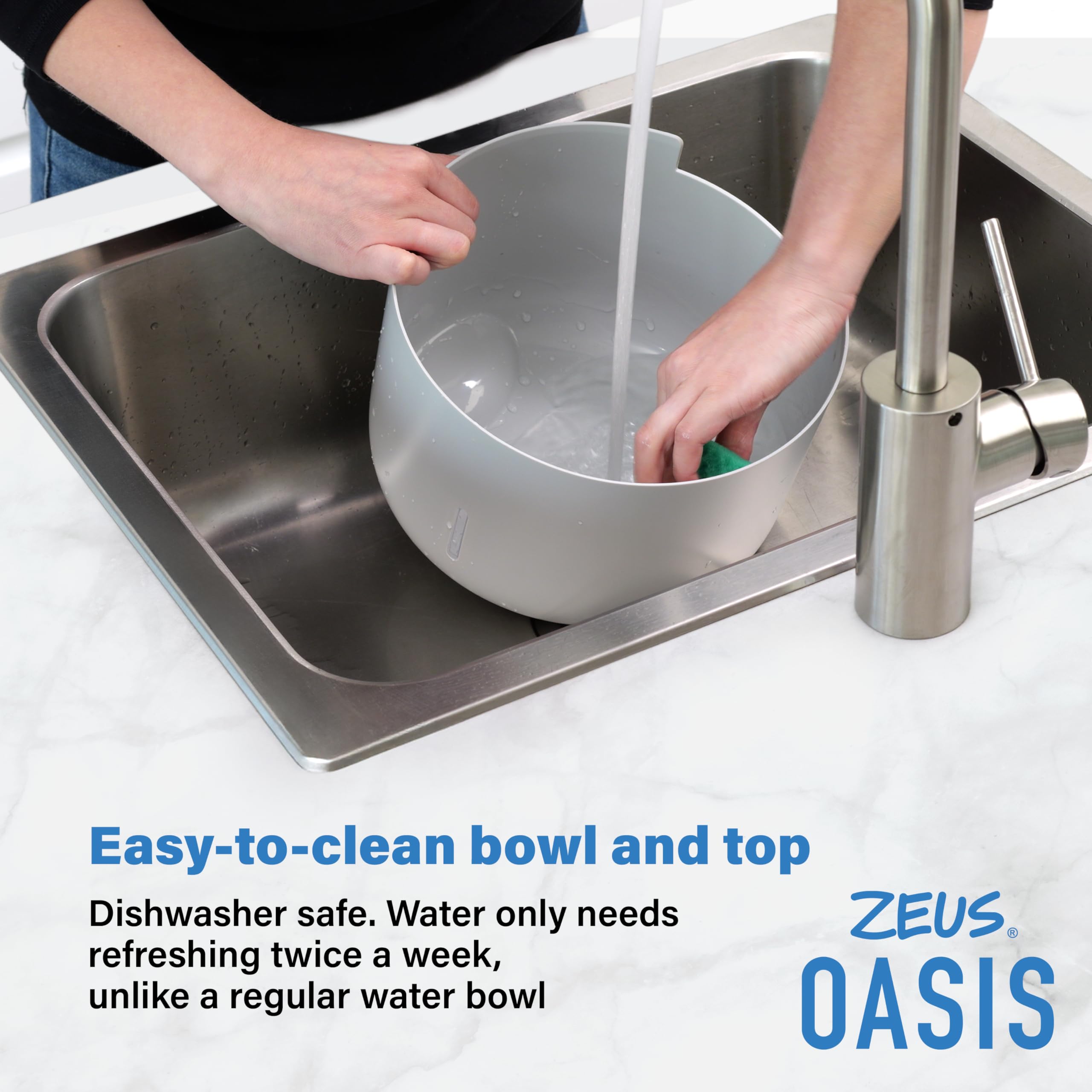 Zeus Oasis Dog Water Fountain - 6L Large Capacity | Stainless Steel Top | Triple Action Filter 6