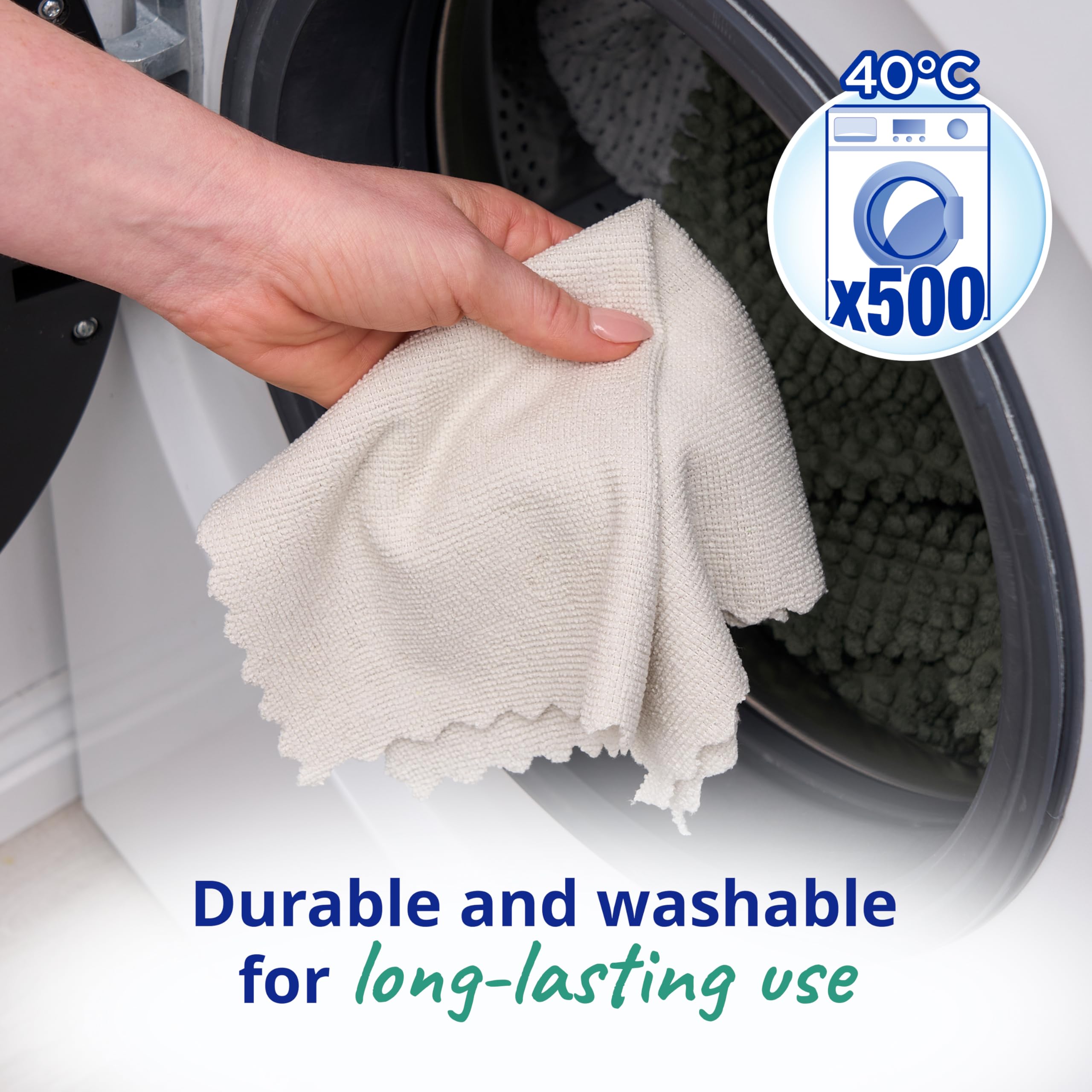 Spontex Microfibre Cloths - 8 Pack | Captures 99% Bacteria | Machine Washable 5