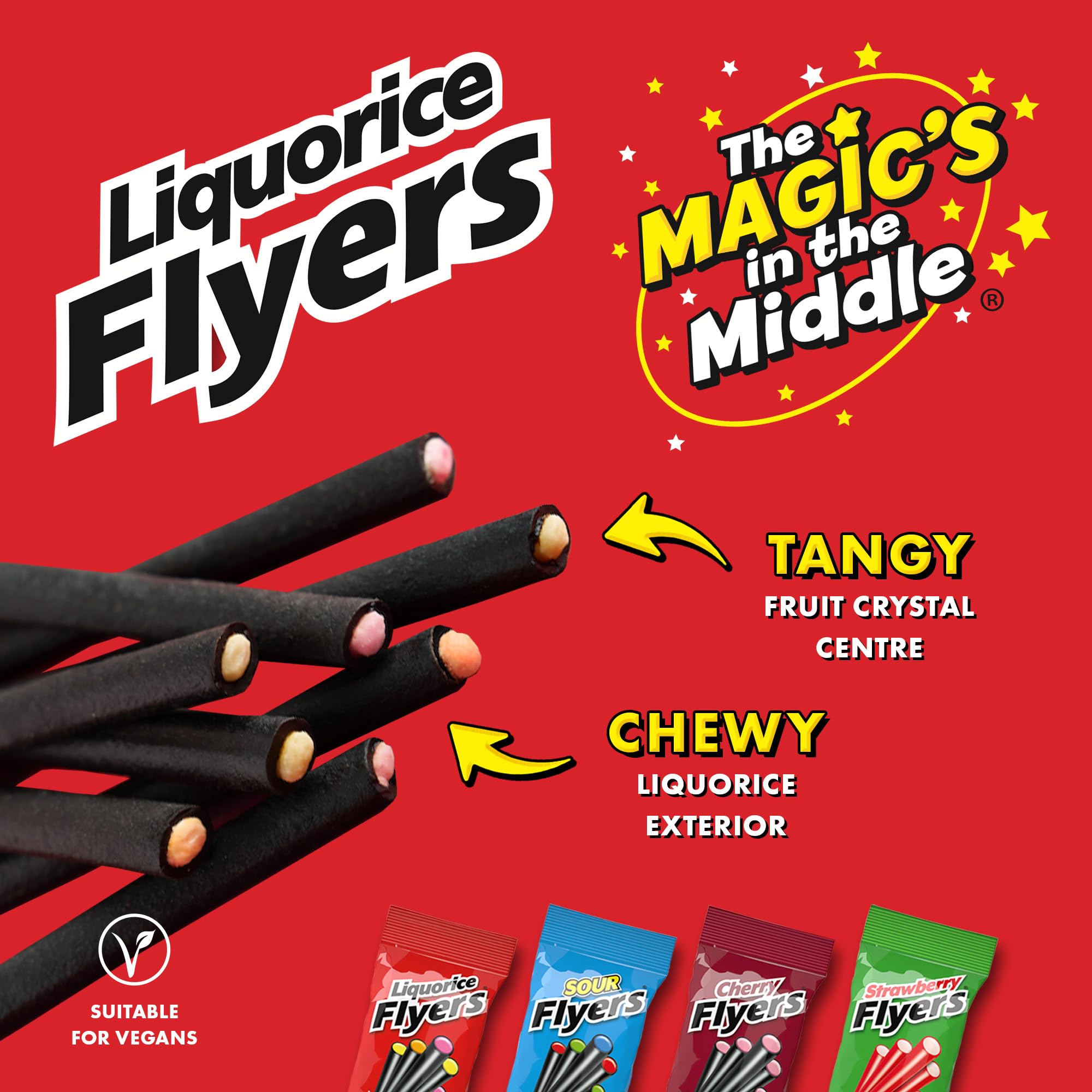 Stockley's Liquorice Flyers - Chewy Liquorice Sticks with Fruity Crystal Centres | 75g Letterbox Packs | 3 Count 4
