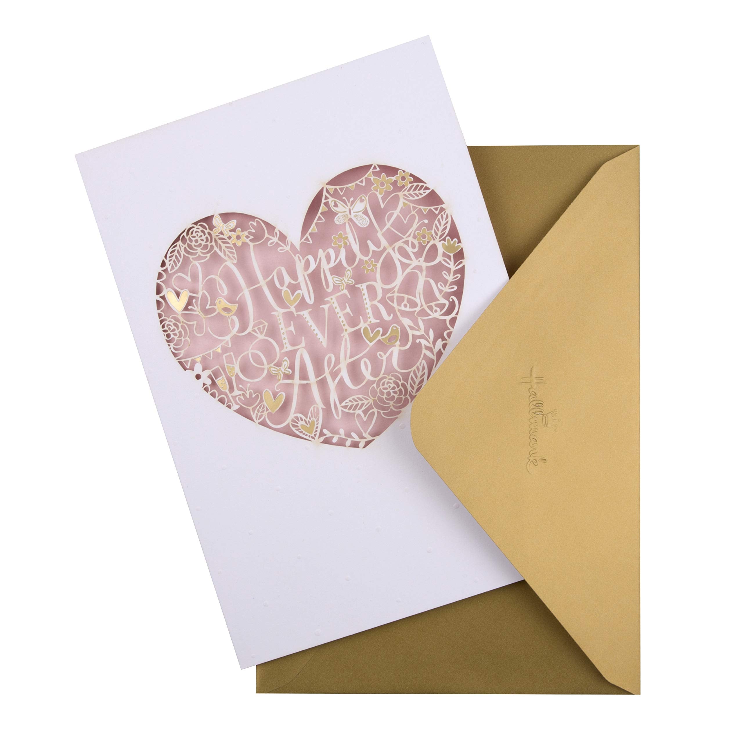 Hallmark Wedding Congratulations Card - Laser-Cut Text in Heart Design | Gold Foil Accents | 22.8cm x 15.9cm 2