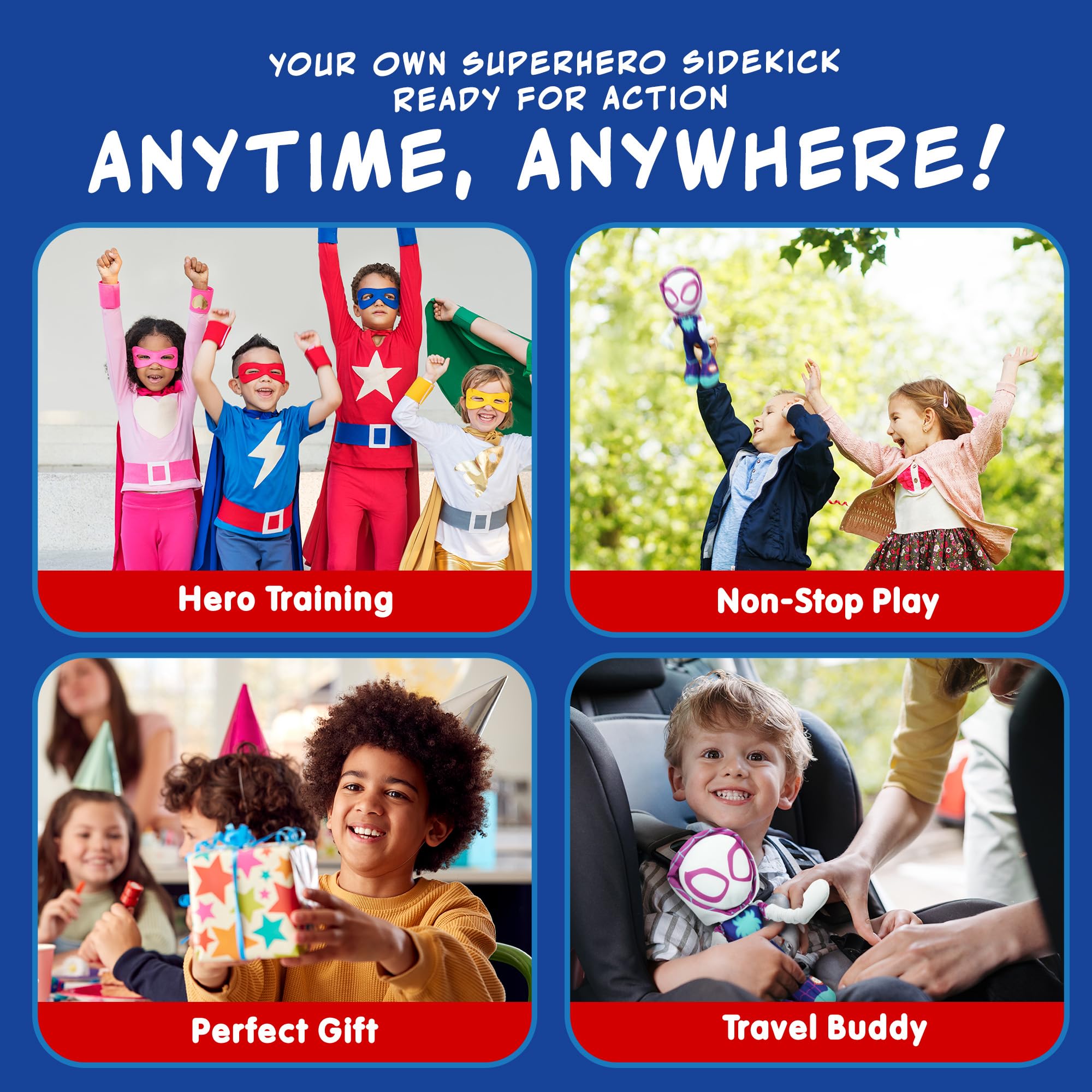 Marvel Spidey and His Amazing Friends Slingshot Ghost-Spider Plush Toy - Stretchable Arms for Action Play 12