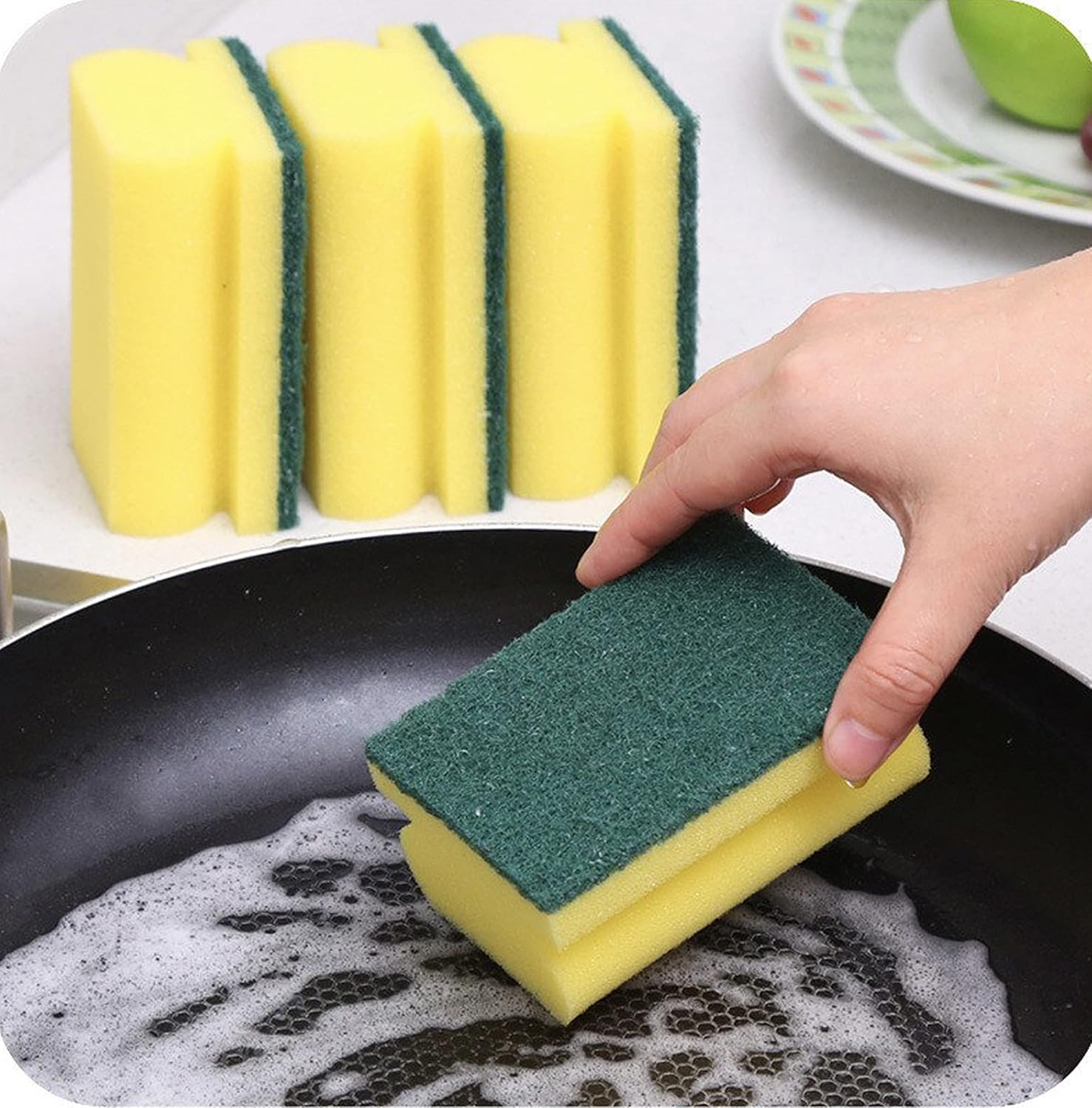 HomeSmith 8 Packs Heavy Duty Scrub Sponge, Dual-Sided Dishwashing & Cleaning Sponge 1