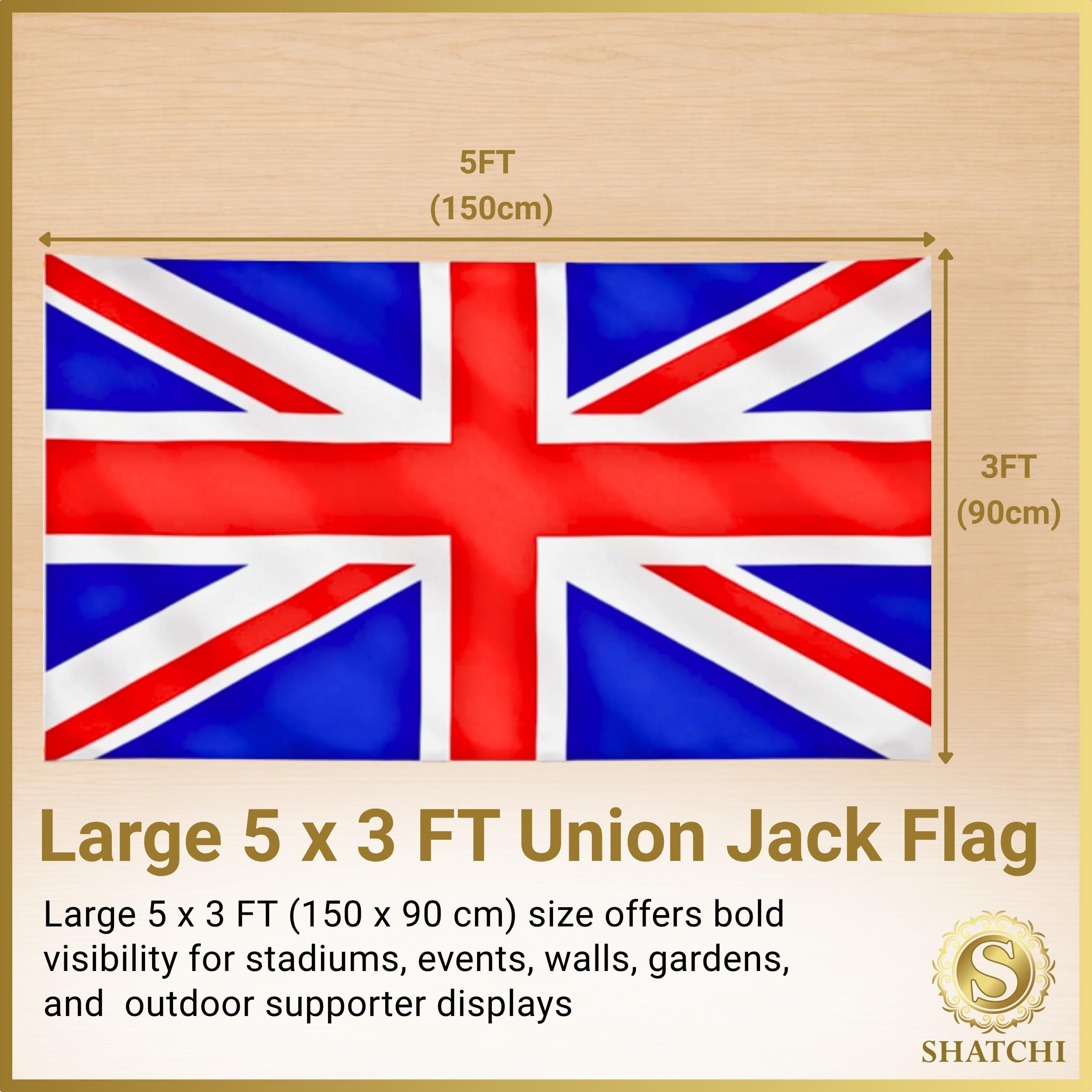 SHATCHI Union Jack Flag 5ft x 3ft with Sleeve | Wearable Cape Design | Fade Resistant Polyester 3