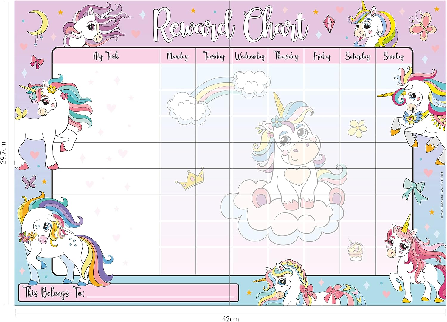 Magical Unicorns Reusable Reward Chart - 56 Sparkly Foil Stickers for Kids 3+ 2