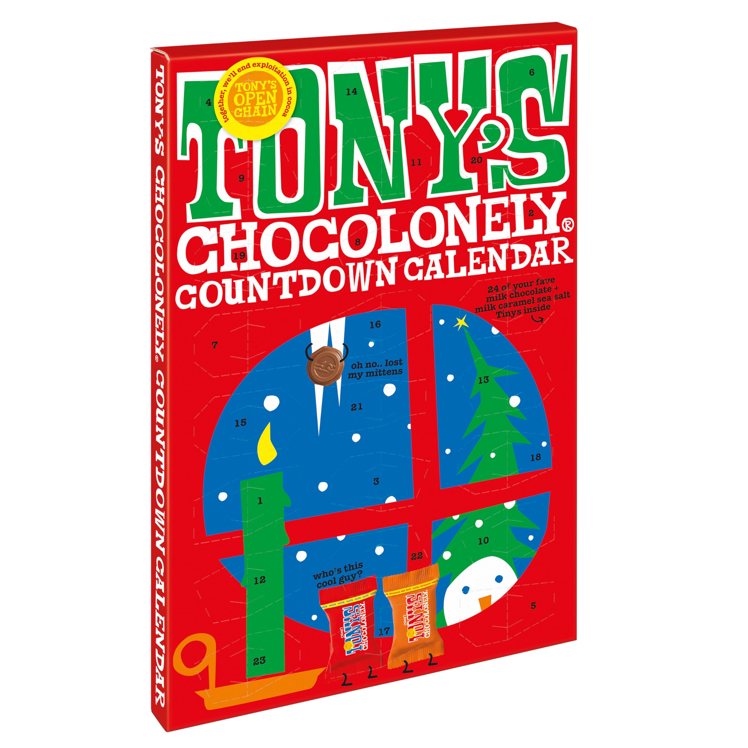 Tony's Chocolonely Smaller Advent Calendar - 24 Milk Chocolate & Caramel Sea Salt Treats 1