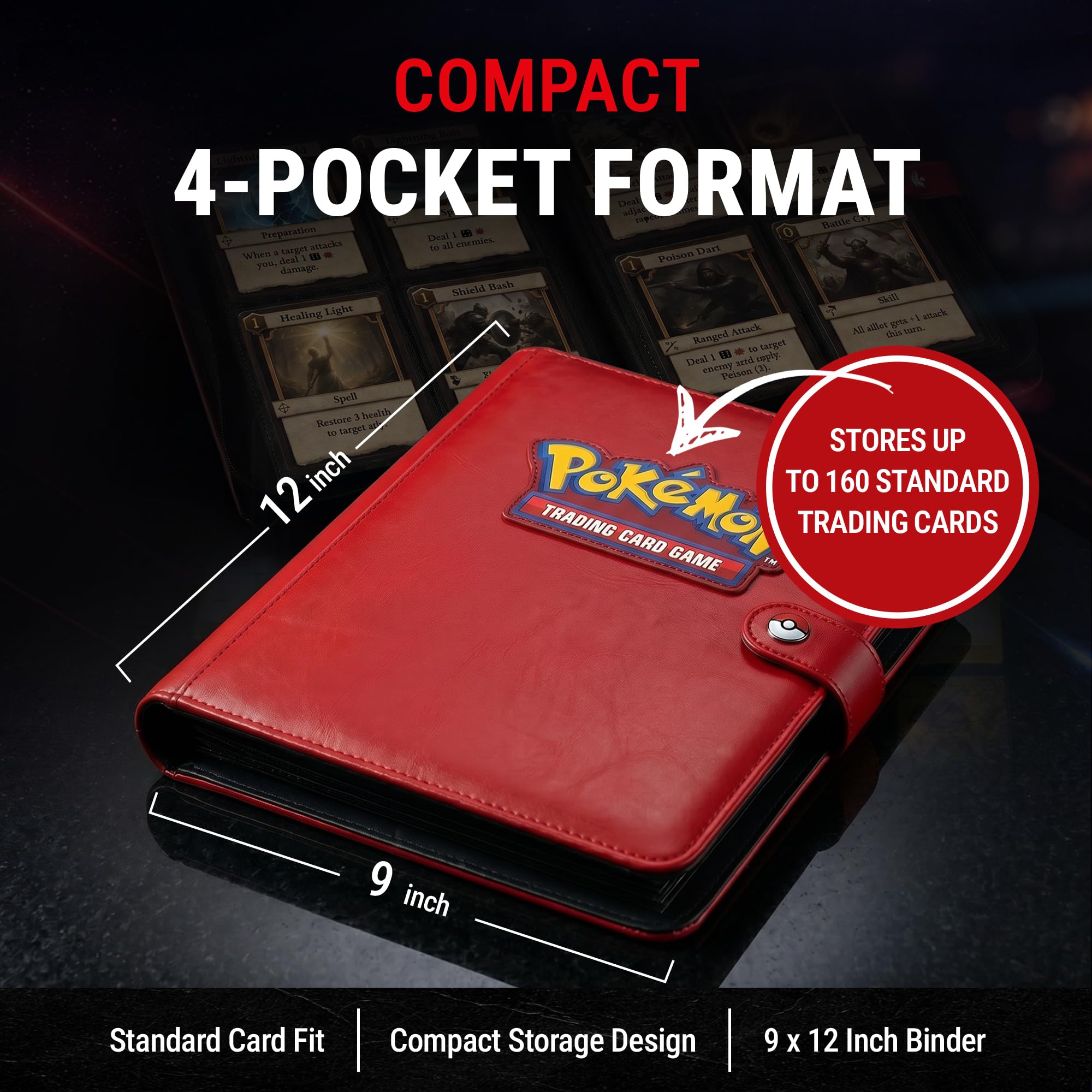 Ultra Pro Pokémon Premium Red Snap Binder - Holds 160 Cards | Acid-Free, Non-PVC 6