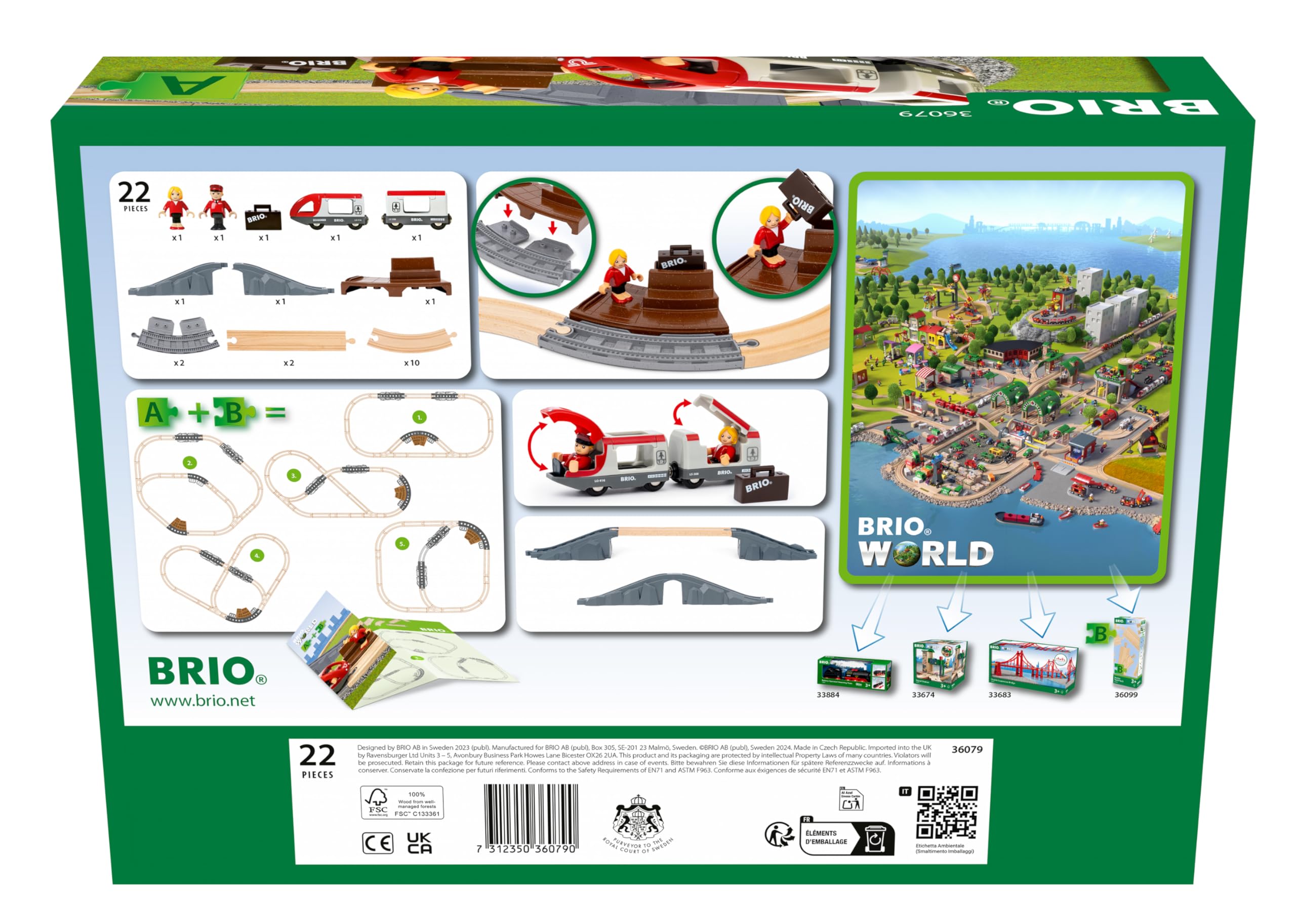 BRIO World Starter Set Travel Toy Train Set - 22 Pieces, Wooden, Ages 3+ | Model 63607900 8