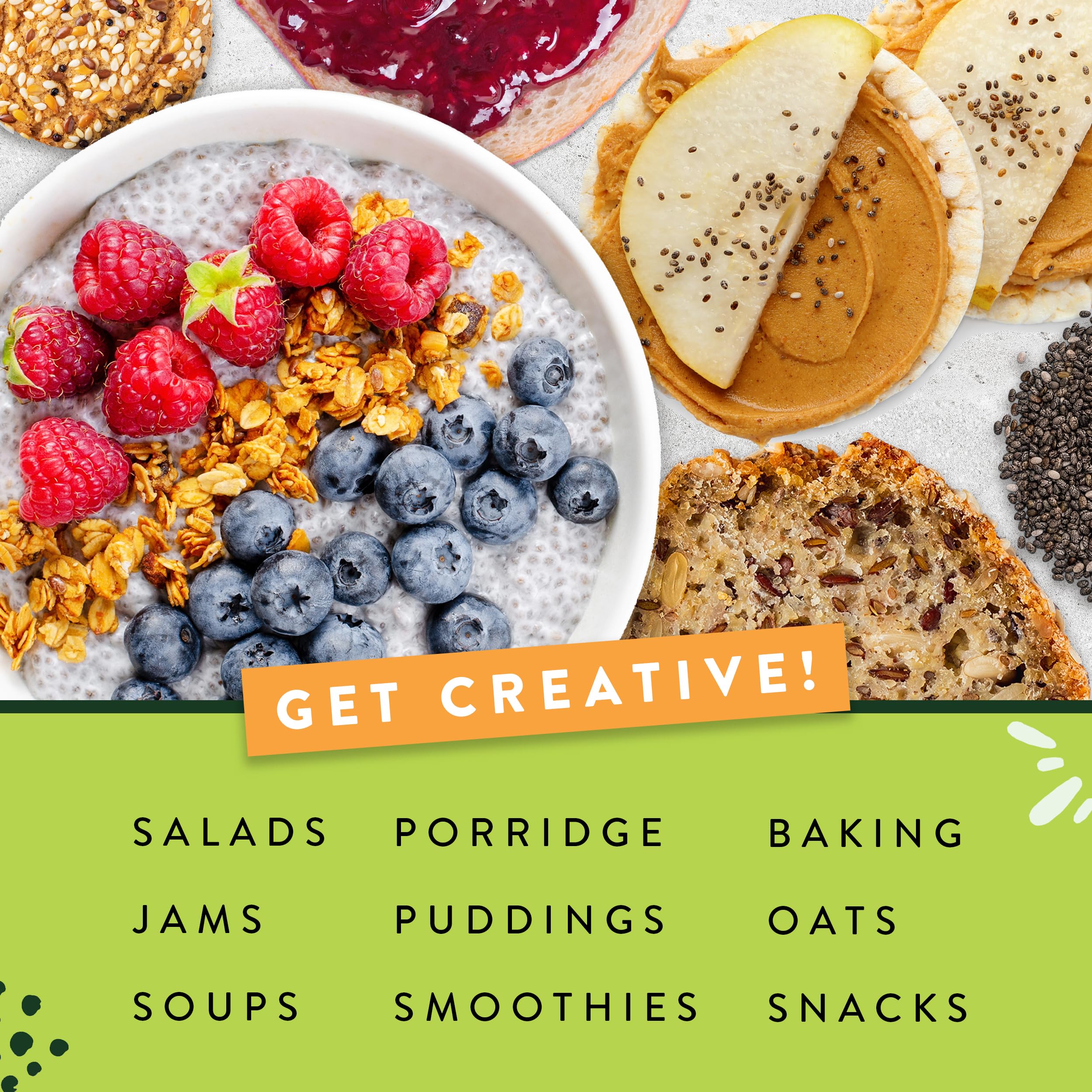 JustIngredients Chia Seeds - High in Omega-3 & Fibre | 500g Pack