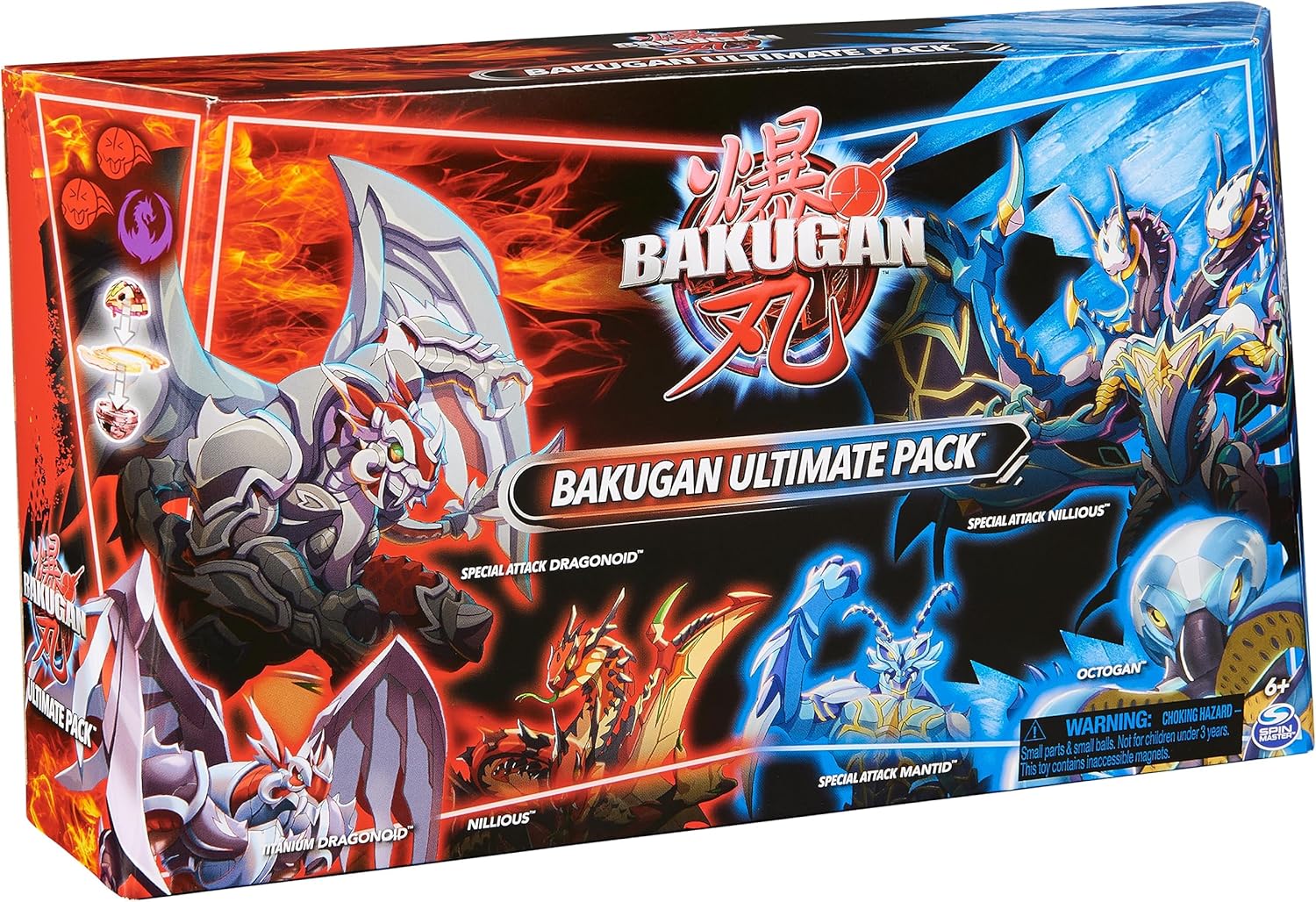 BAKUGAN Ultimate 6-Pack - Spinning Attack Dragonoids, Titanium & Core Balls for Kids 6-8