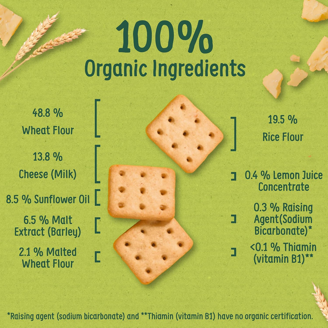 Organix Mini Organic Cheese Crackers Toddler Snack 12+ Months, 4x20g Multipack