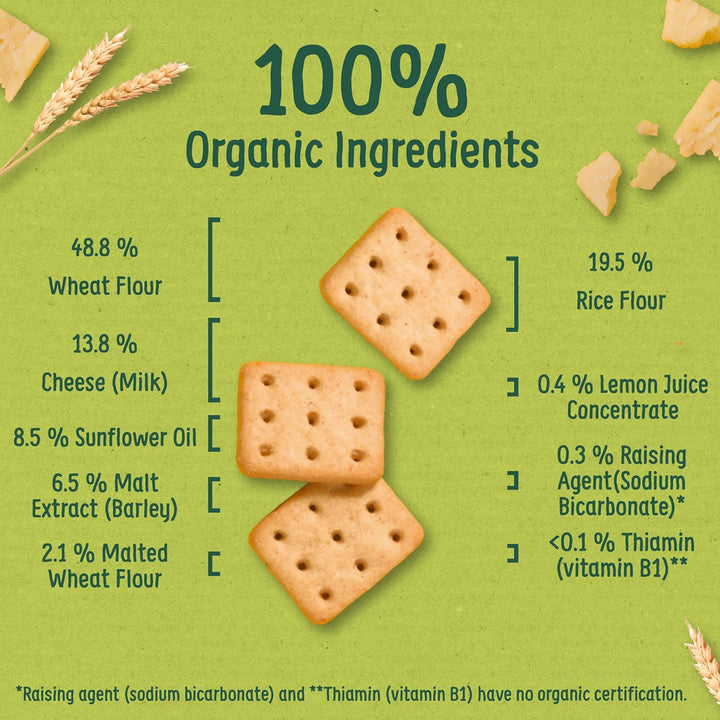 Organix Mini Organic Cheese Crackers Toddler Snack 12+ Months, 4x20g Multipack