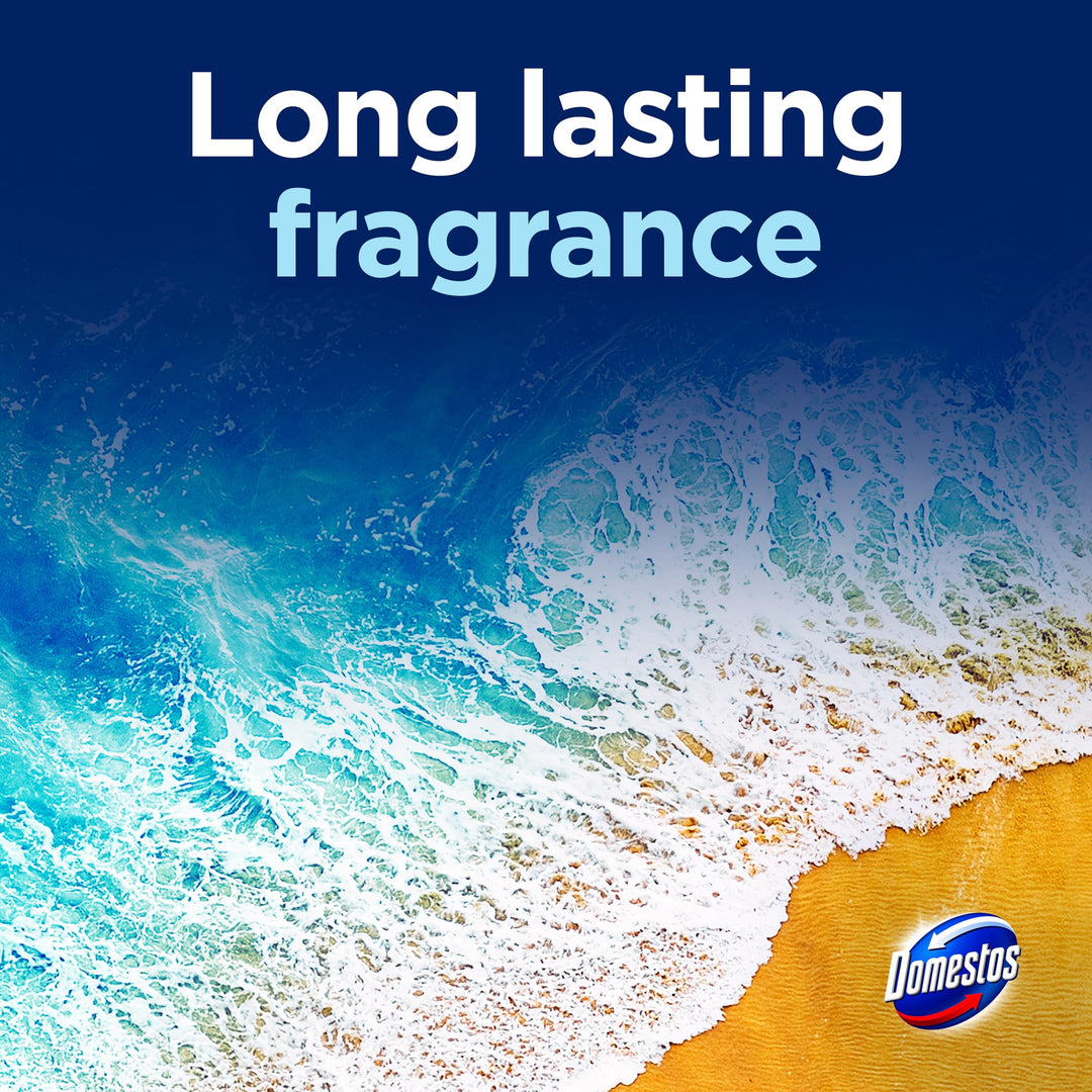Domestos Power 5 Ocean Toilet Rim Blocks 2x 50 g - Long-Lasting Toilet Freshener with 5 Benefits