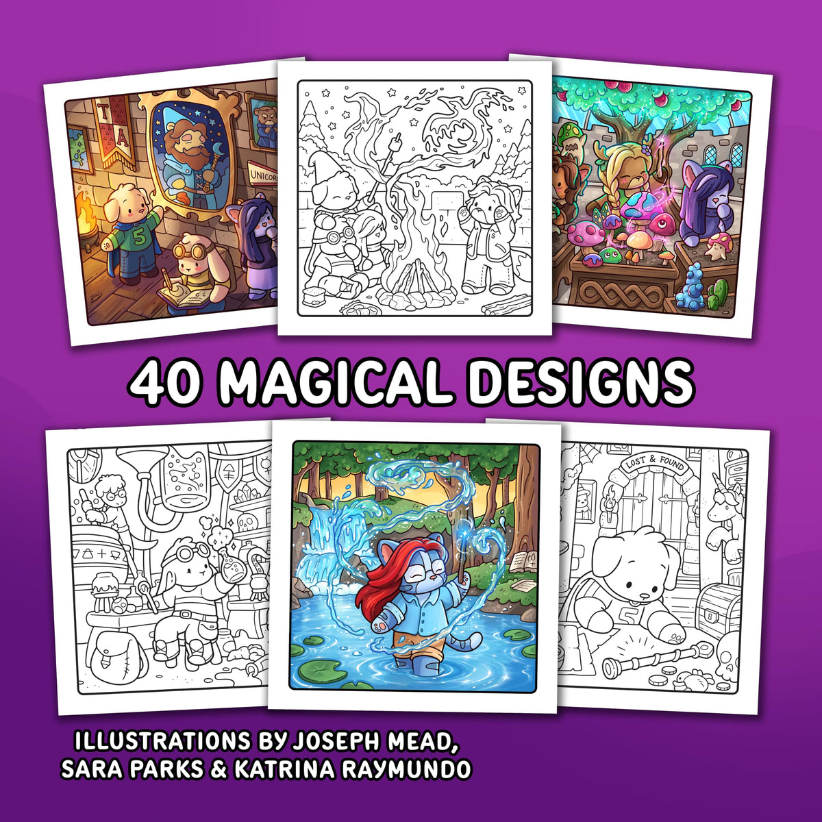 Jade Summer Magic Academy - Cozy Fantasy Colouring Book for Adults and Teens, 40 Designs