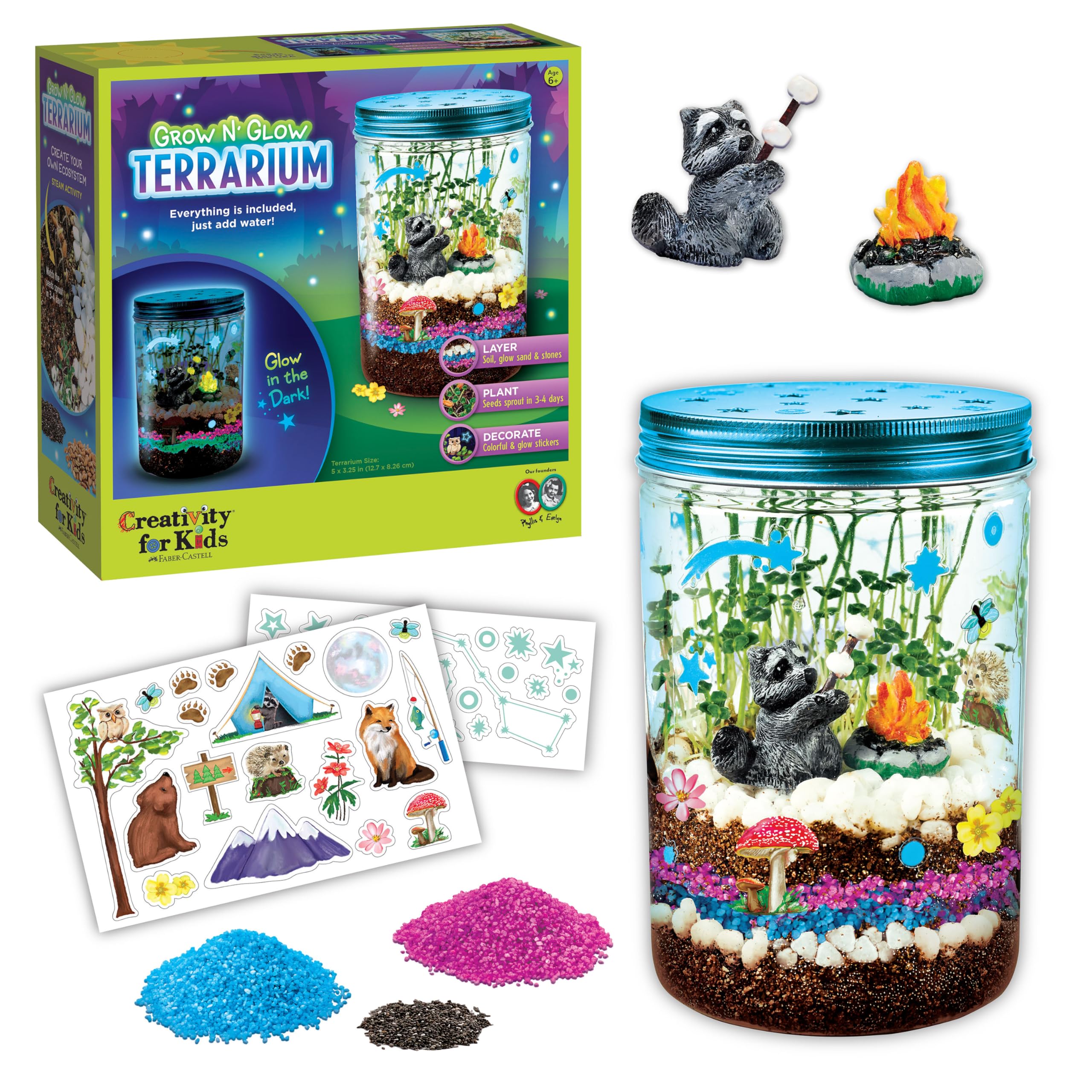 Creativity for Kids Grow 'N Glow Terrarium Kit - DIY Miniature Garden with Glow-in-the-Dark Stickers 1