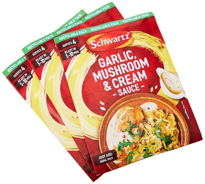 Schwartz Garlic Mushroom & Cream Sauce Mix 26g | Pack of 12 | No Artificial Ingredients