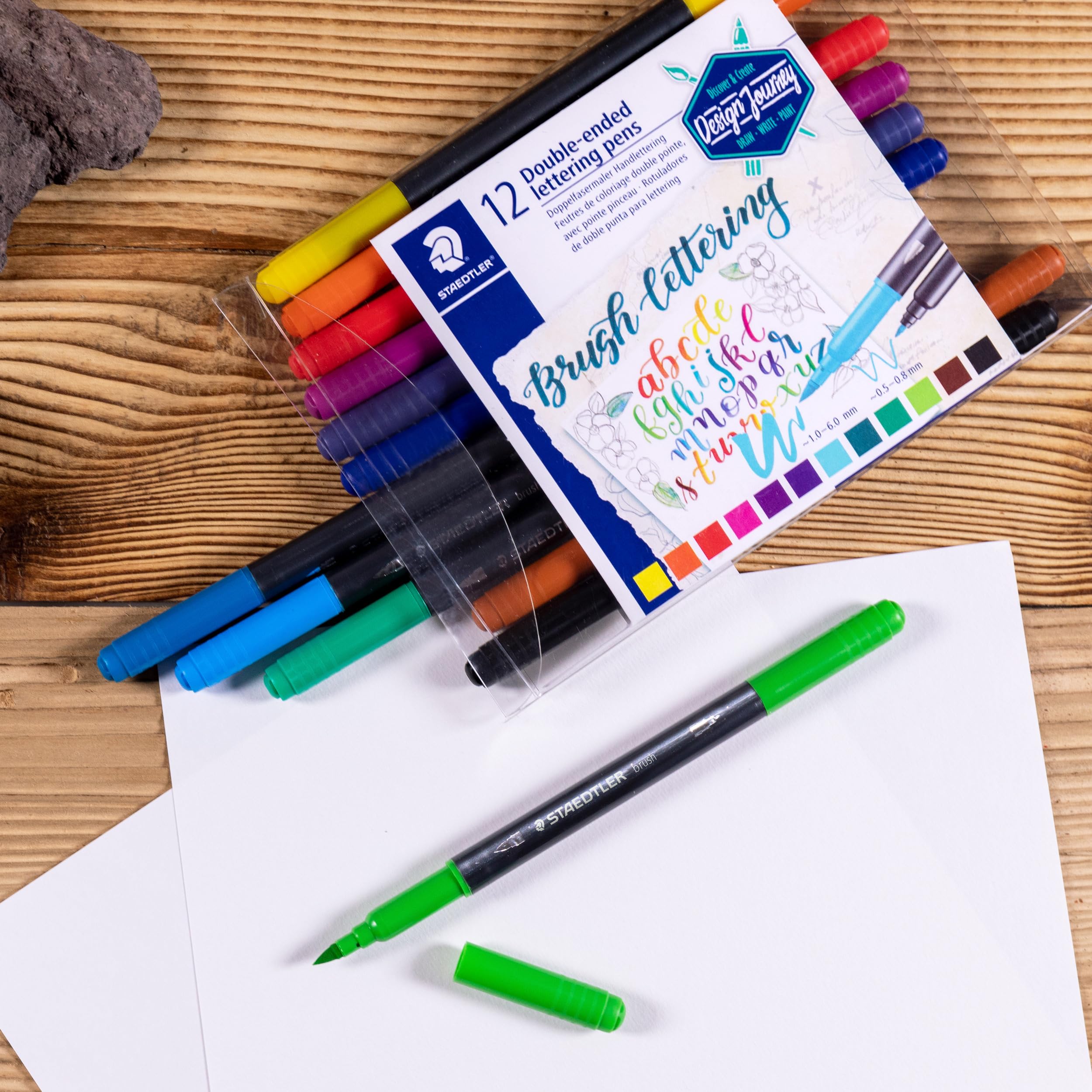 STAEDTLER Design Journey Double-Ended Brush Lettering Pens - 12 Bright Colors | 0.5-6.0mm Line Width 2