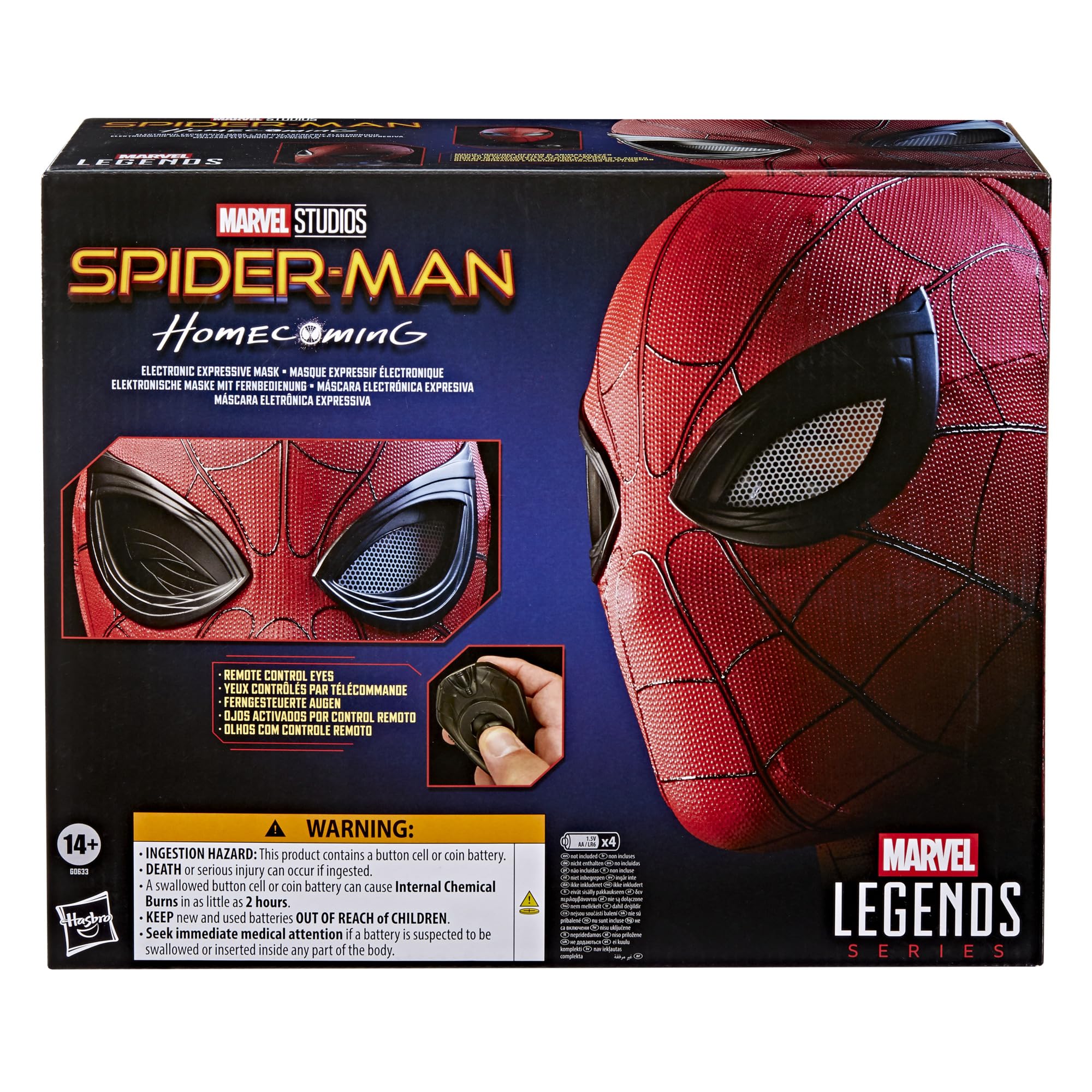 Hasbro Marvel Legends Spider-Man Electronic Expressive Mask - 1:1 Scale, Remote Controlled Eyes, Age 14+