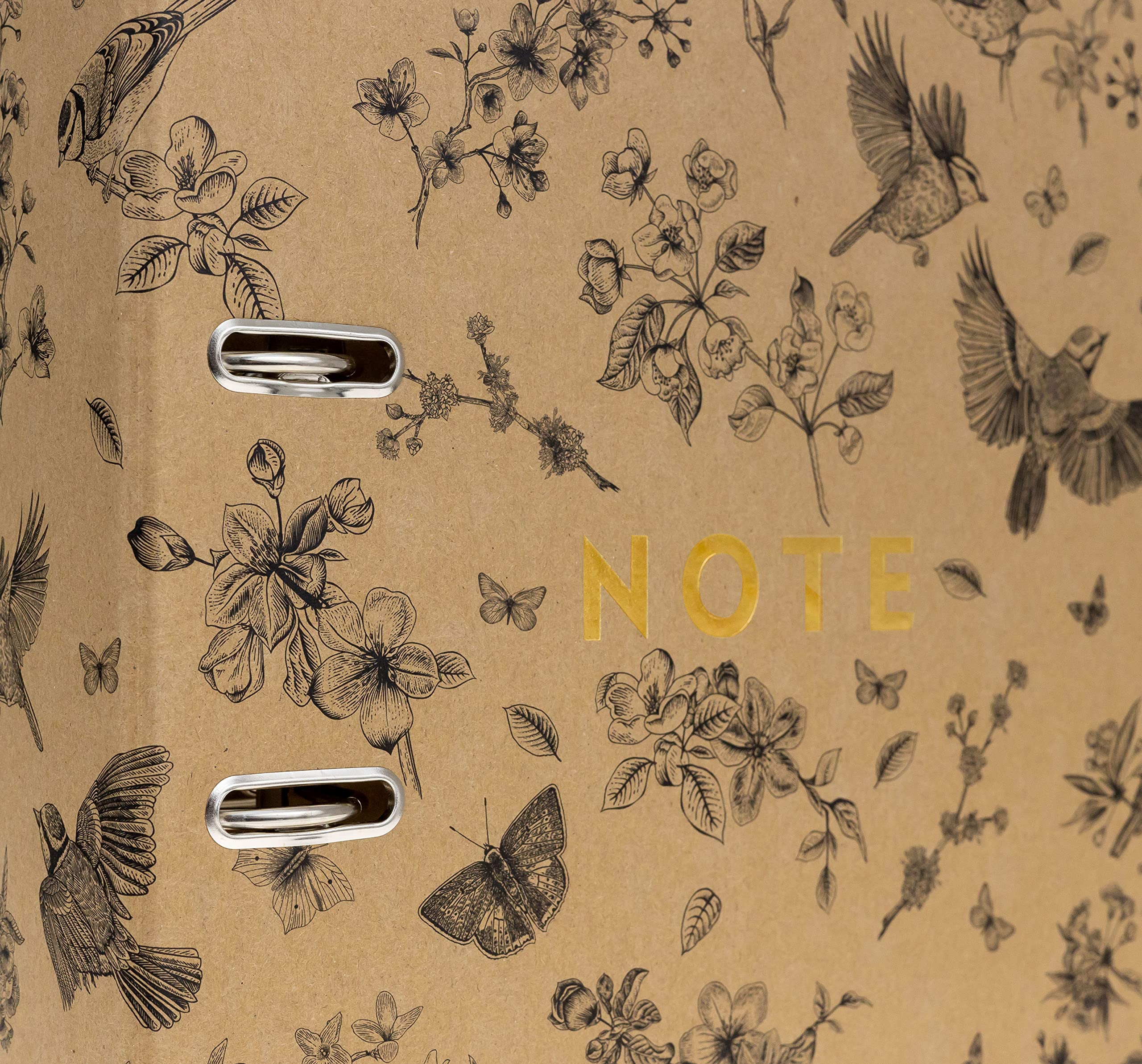 Interdruk Lever Arch File A4 75mm Kraft Paper Natural Brown Birds | 500 Sheet Capacity