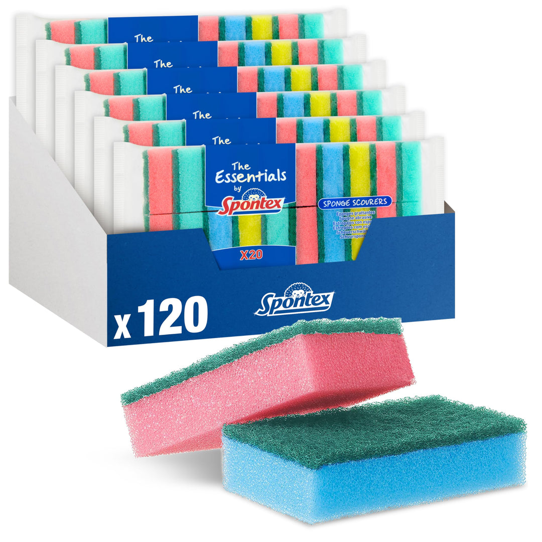 Spontex Essentials Sponge Scourer - 6 Pack of 20, Total 120 Scourers
