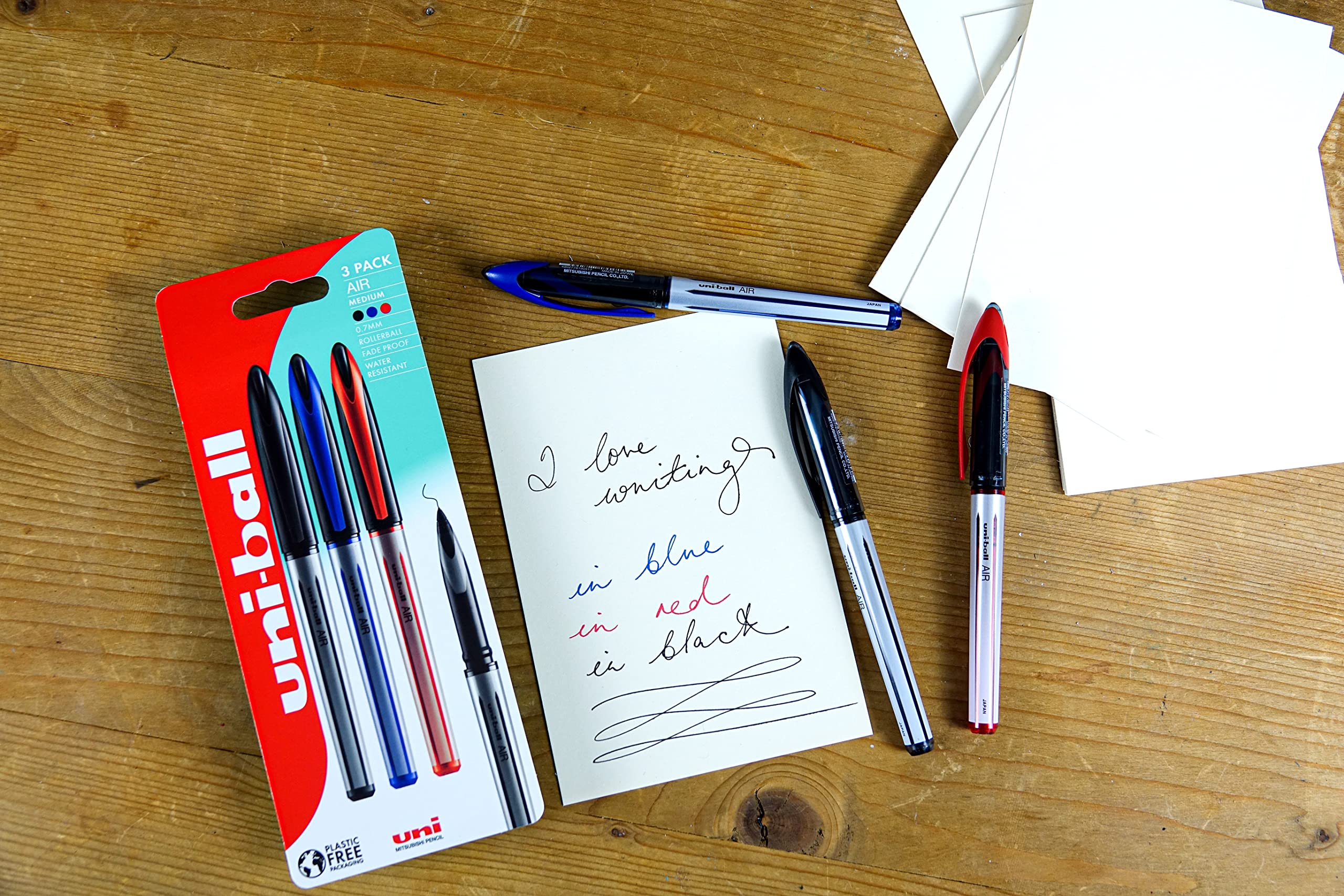 uni-ball Air Rollerball Pens - Smooth Fountain Pen Feel | 0.7mm Medium Nib | Black Ink | 3 Pack 6
