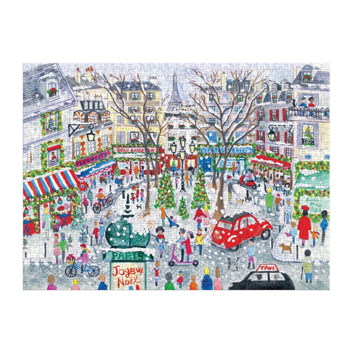 Galison Michael Storrings Christmas in Paris 1000 Piece Jigsaw Puzzle - Festive Artwork | 27" x 20" | Includes Poster
