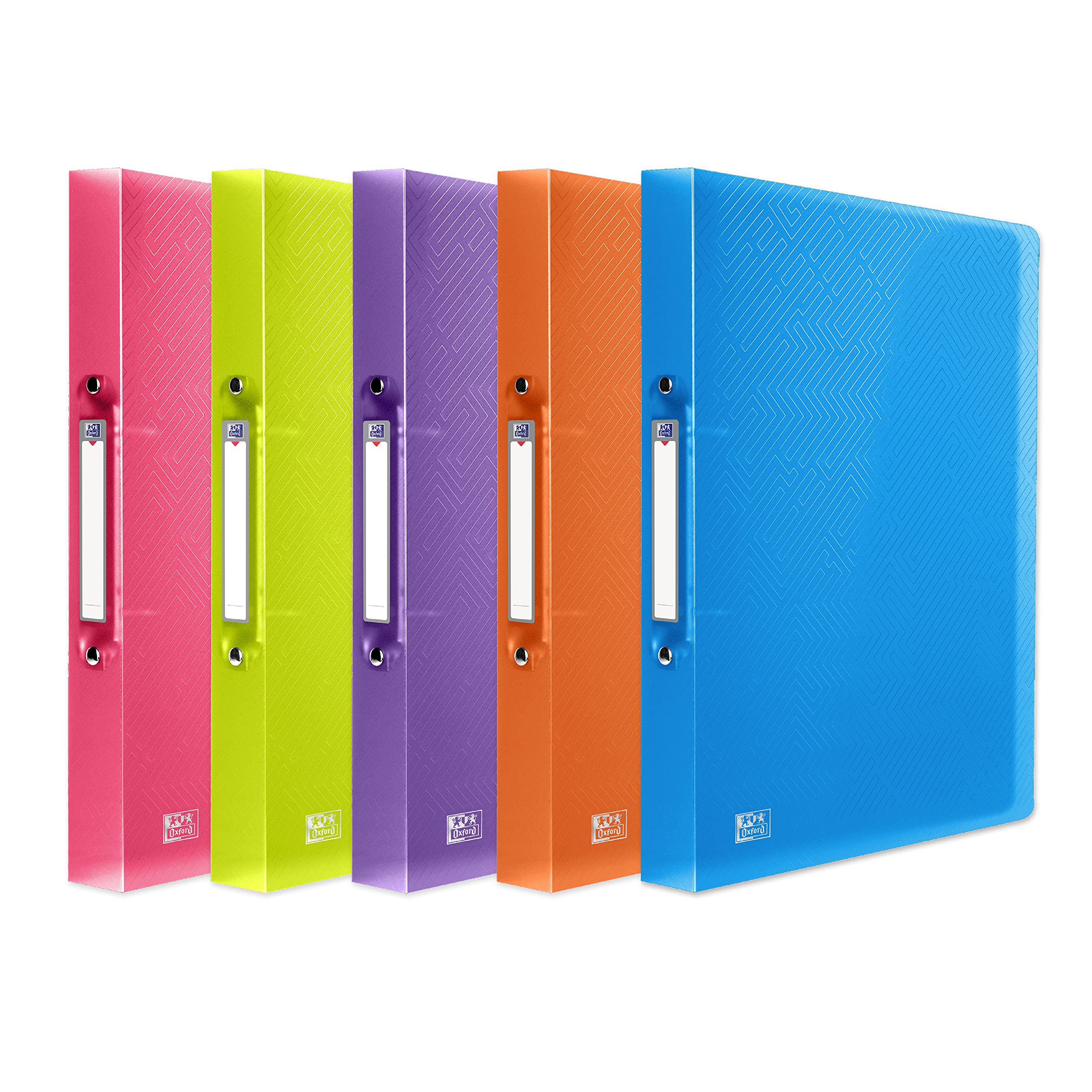 Oxford 2 Ring O-Ring Binder - A4, 40mm Spine, 250 Sheet Capacity | 5 Pack Assorted Colours 1