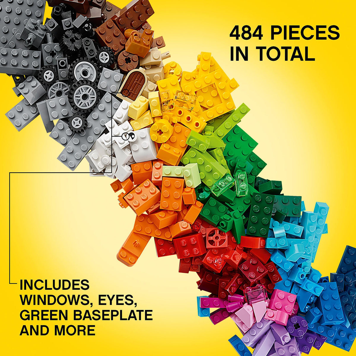 LEGO Classic Medium Creative Brick Box 10696 - 484 Pieces, 4+, Colourful Bricks and Storage Box