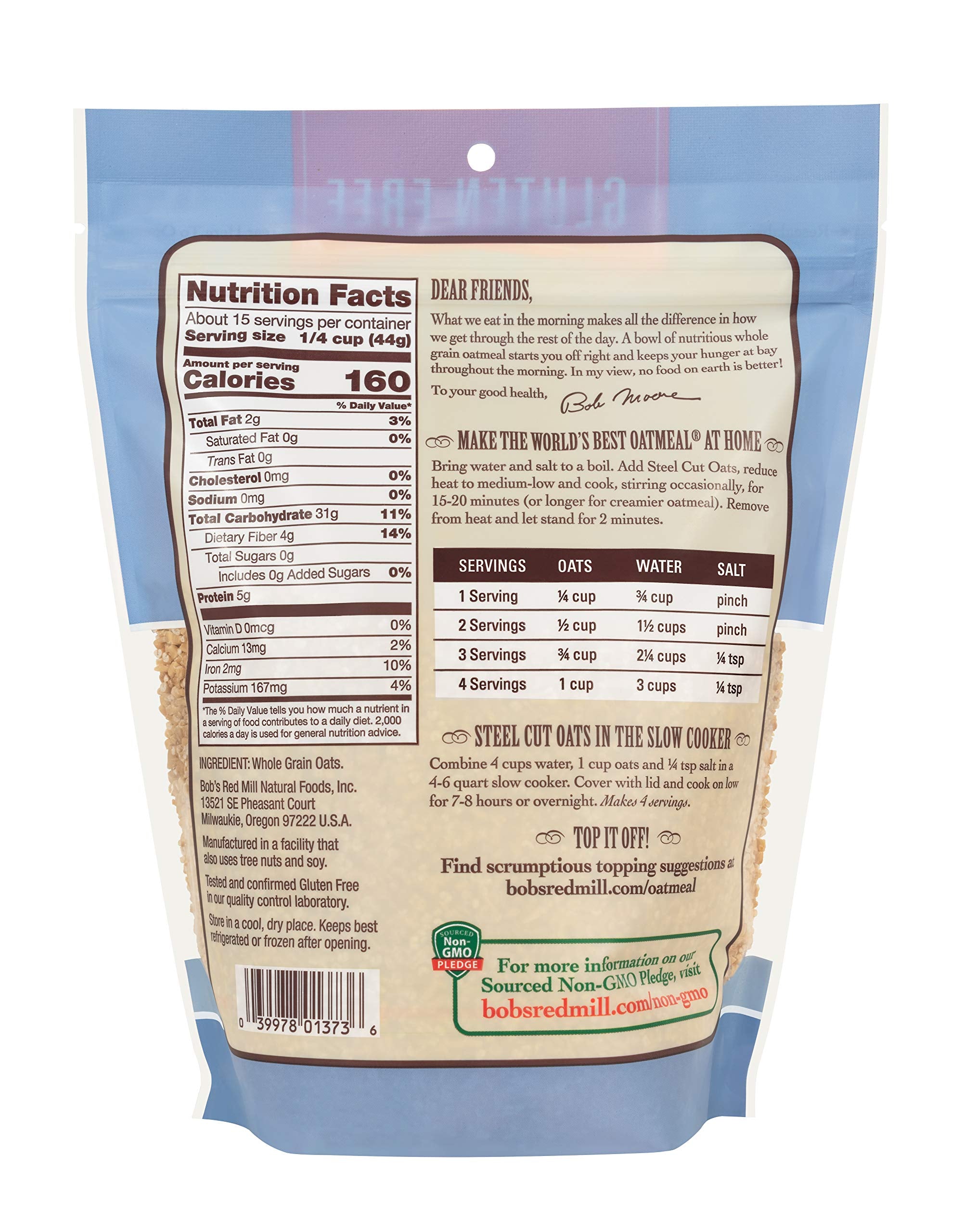 Bob's Red Mill - Gluten Free Steel Cut Oats Whole Grain Cereal 680g 6