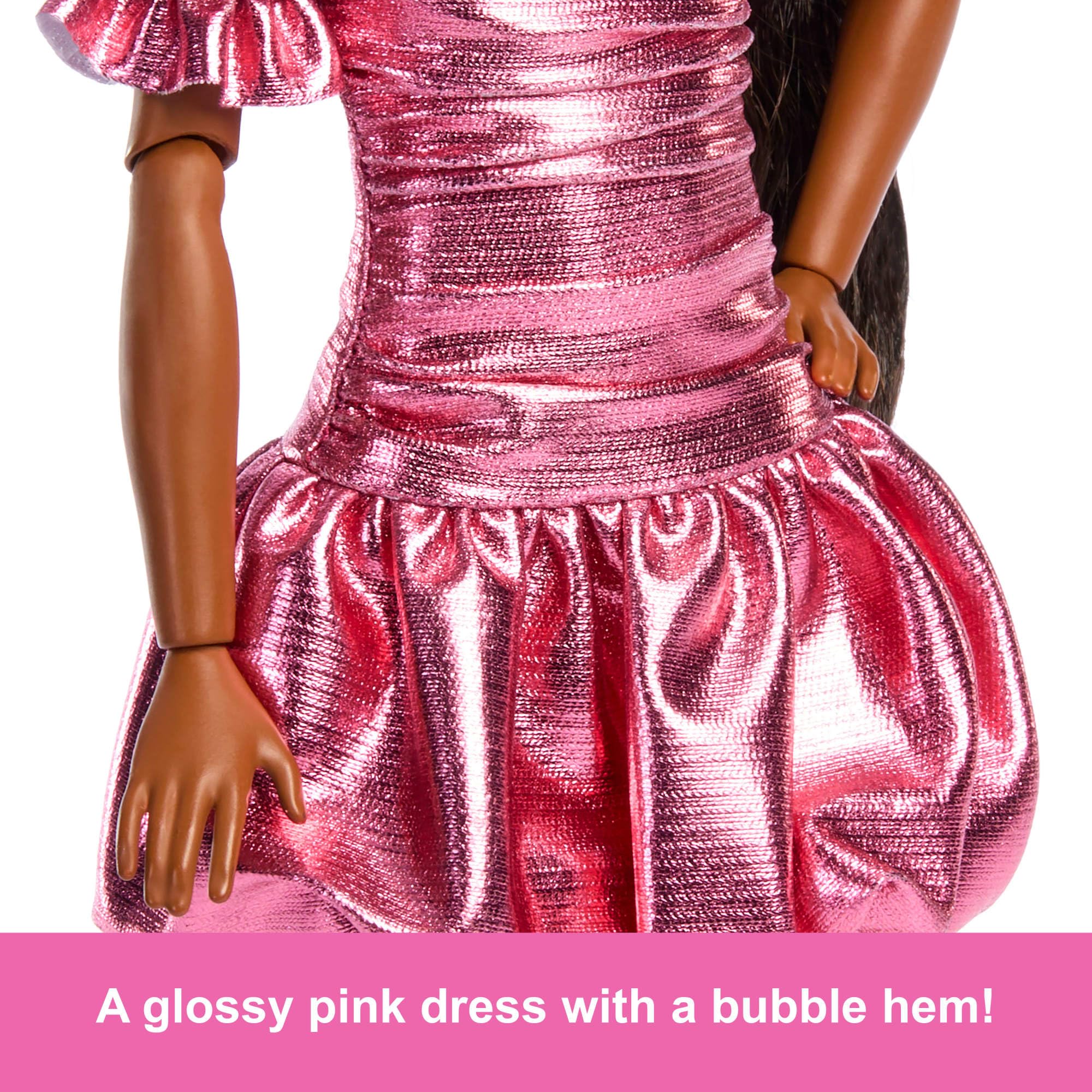Barbie Deluxe Style Doll #6 - Metallic Coral Pink Dress | 12 Inches | Ages 4+