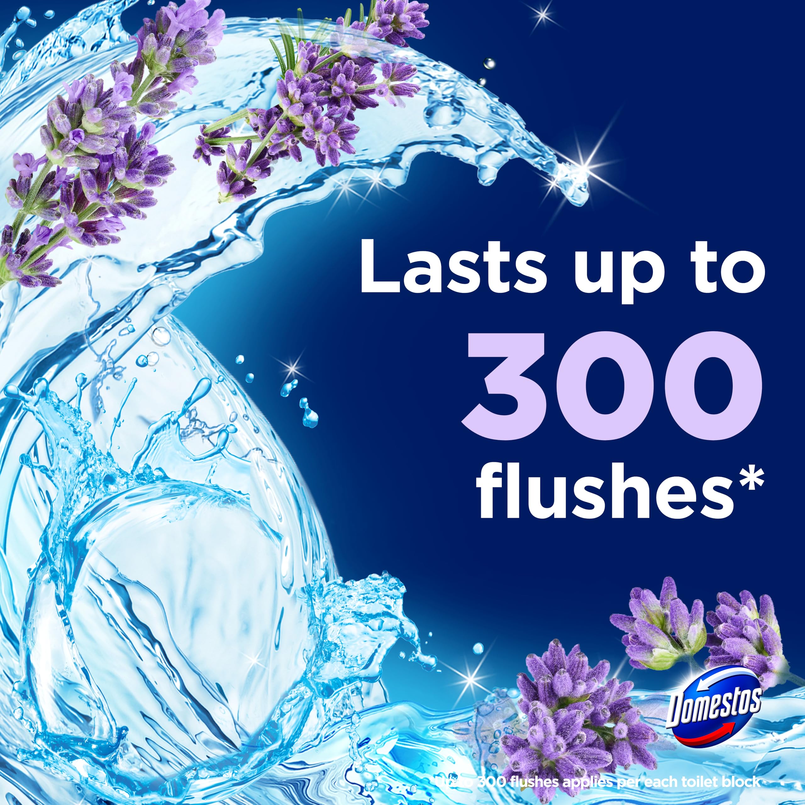 Domestos Power 5 Lavender Toilet Rim Blocks - 2 Count (50g Each) | 300 Flushes 6