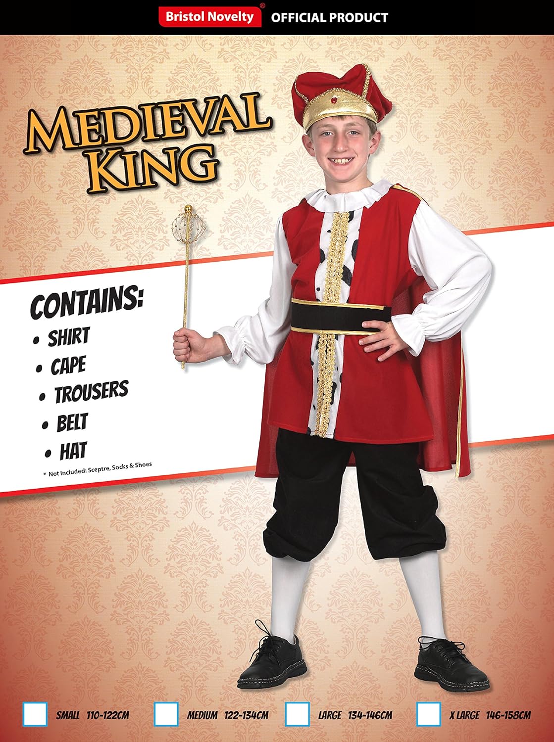 Bristol Novelty Medieval King Costume - Child Boy Age 7 - 9 Years 2