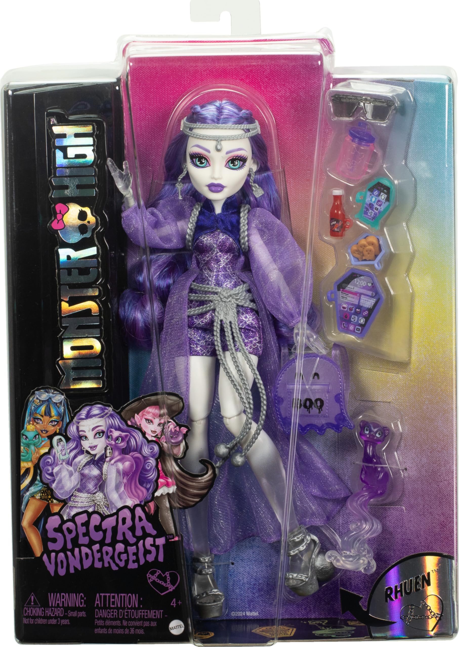 Monster High Spectra Vondergeist Doll with Pet Ferret and Accessories - Ages 4+ 4