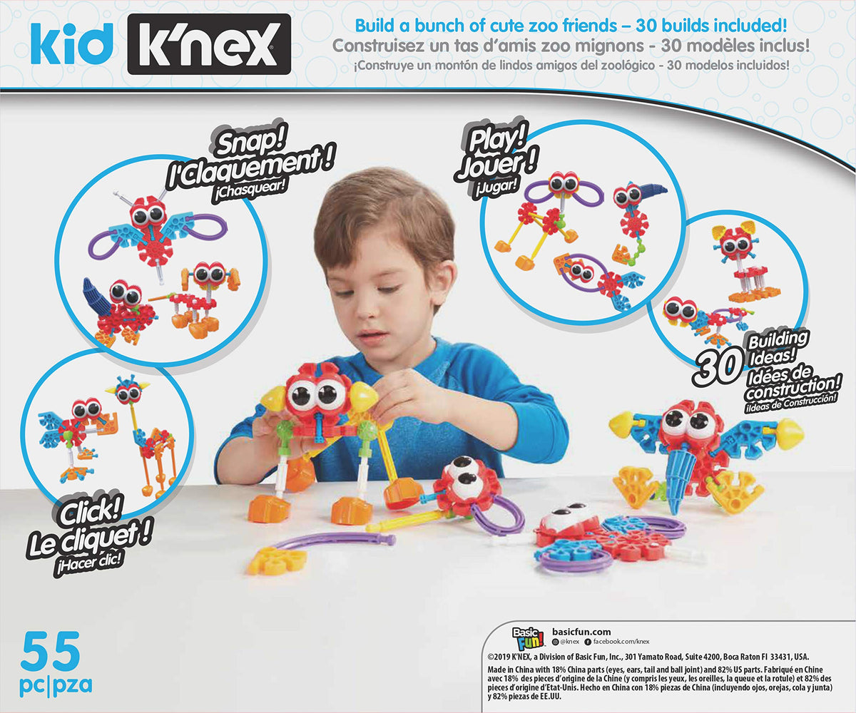 K'NEX Kid K'NEX Zoo Friends Building Set - 55 Pieces, 30 Build Ideas, Ages 3+