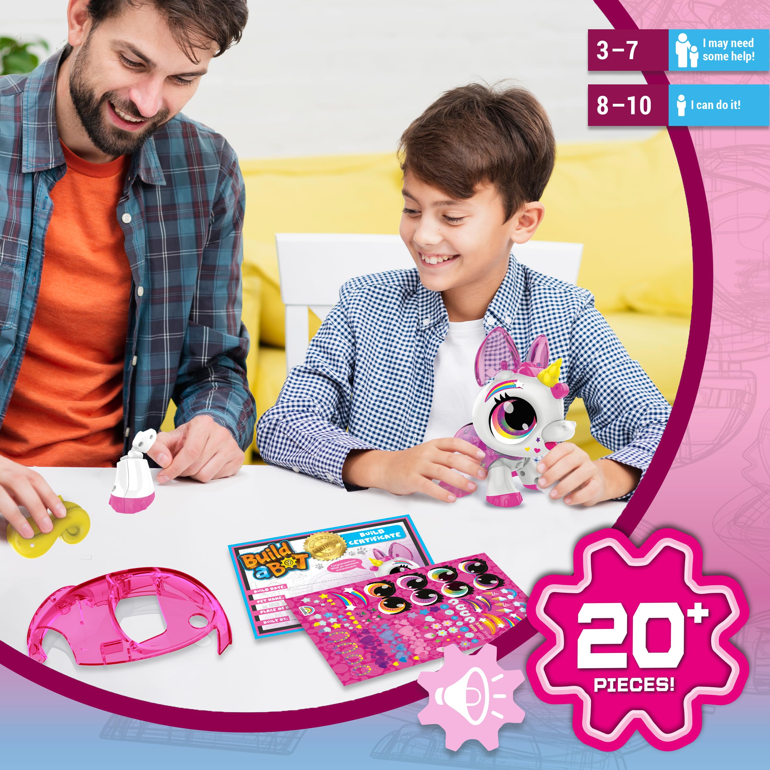 Build-a-Bot: Unicorn - Build Your Own Interactive Pet Robot | 20+ Piece STEM Kit for Kids Ages 4+ 8