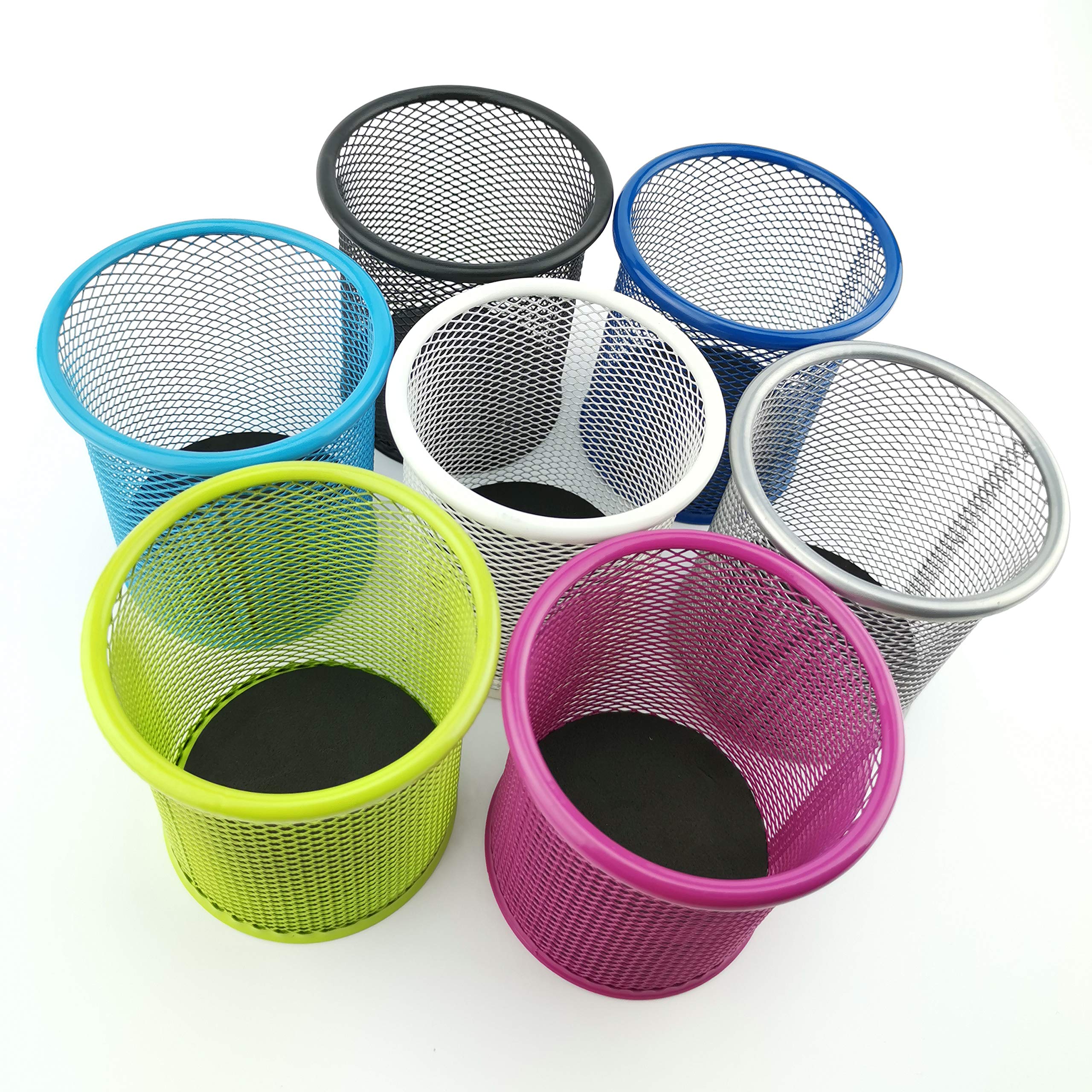 D.RECT Metal Pen Holder - Round Wire Mesh, Multifunctional Cup for Ballpoint Pens | Black | 90x90x100mm 6