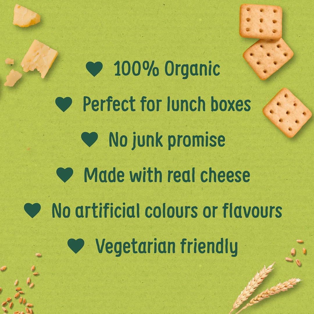 Organix Mini Organic Cheese Crackers Toddler Snack 12+ Months, 4x20g Multipack