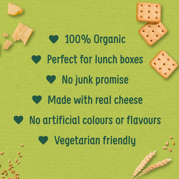 Organix Mini Organic Cheese Crackers Toddler Snack 12+ Months, 4x20g Multipack