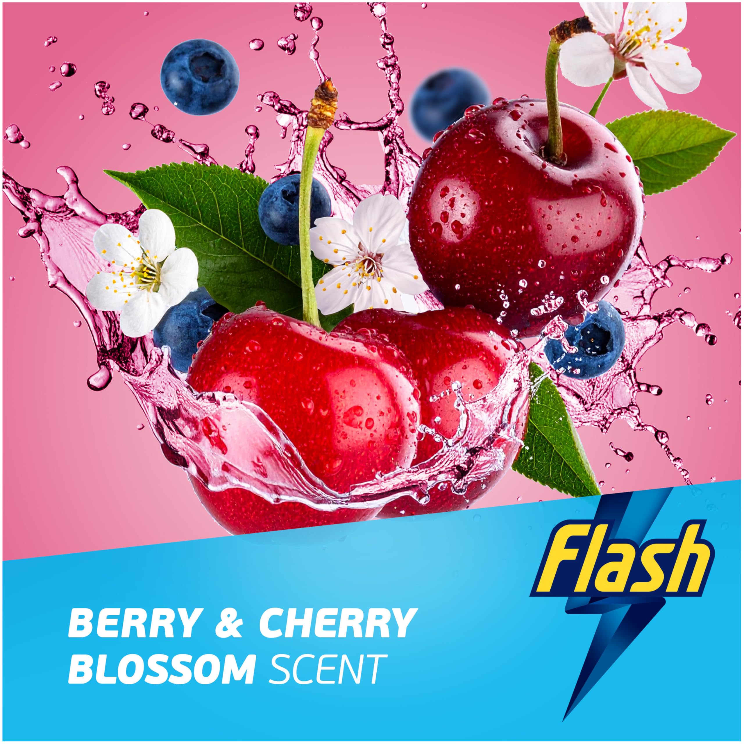 FLASH Direct To Floor Cleaner Berry & Cherry Blossom Liquid | 1.6L | Streak-Free 7