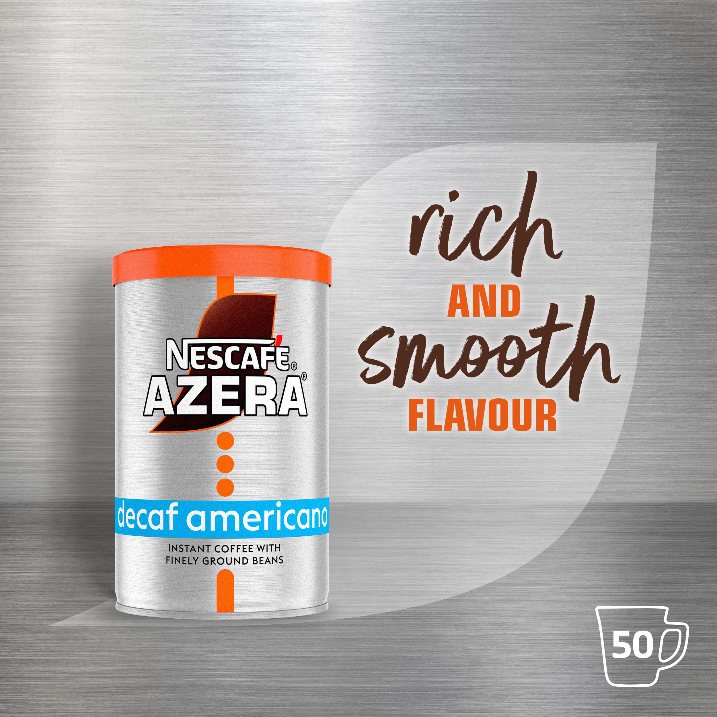 NESCAFÉ Azera Americano Decaff Instant Coffee - Rich Aroma, Velvety Crema | 90g Tin (Pack of 6)