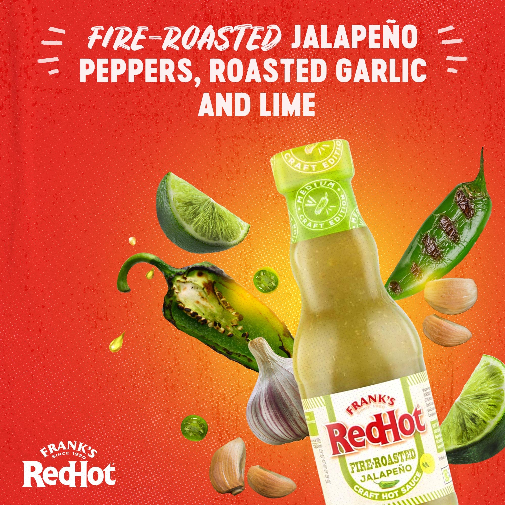 Frank's RedHot Fire-Roasted Jalapeño Craft Hot Sauce 135 ML, Pack of 2 2