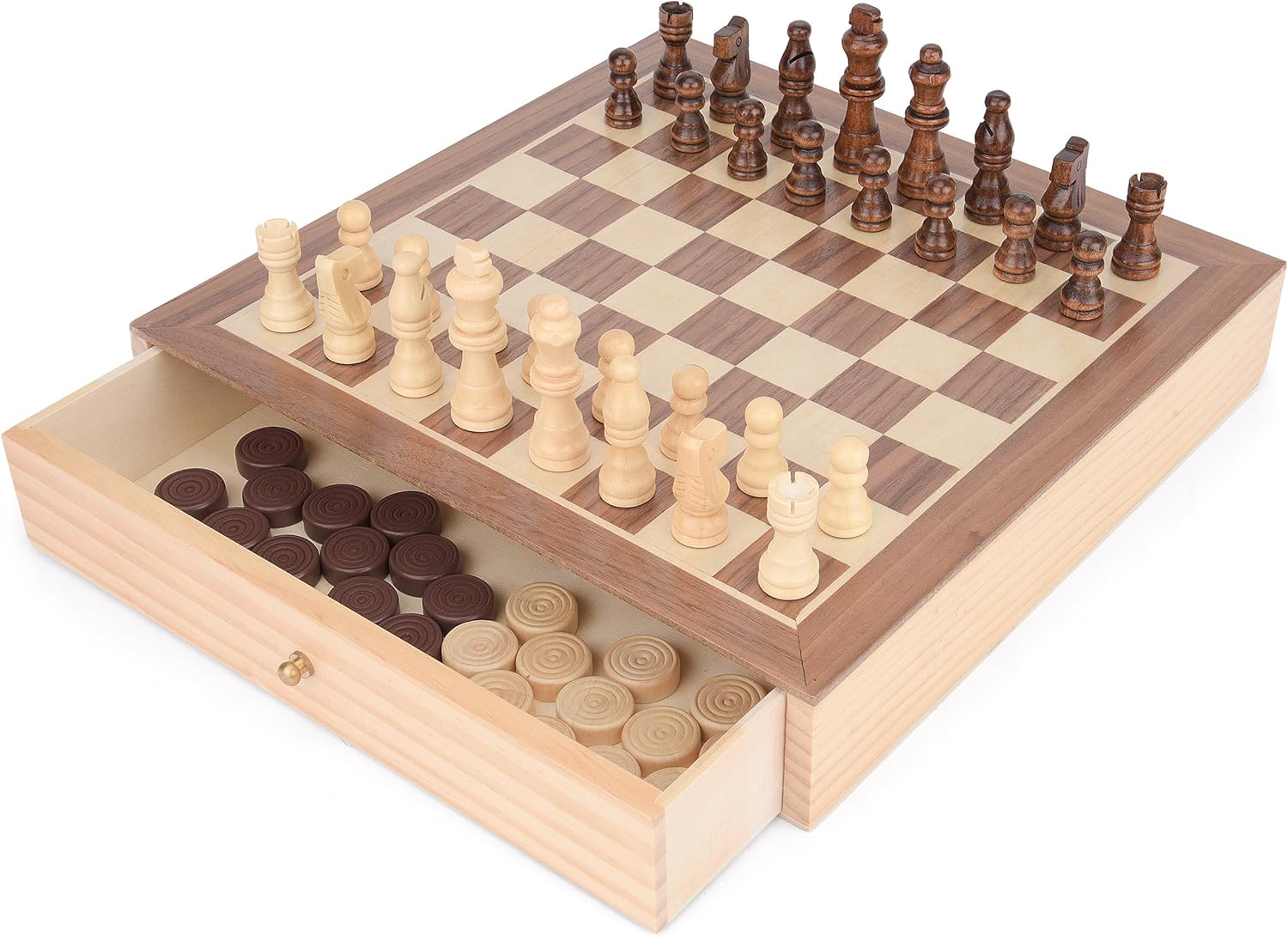 Toyrific Chess and Draughts 2-in-1 Wooden Board Game Set 1