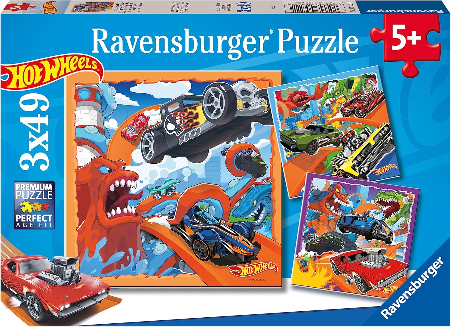 Ravensburger Hot Wheels 3x 49-Piece Jigsaw Puzzles for Kids 5 Years and Up 1