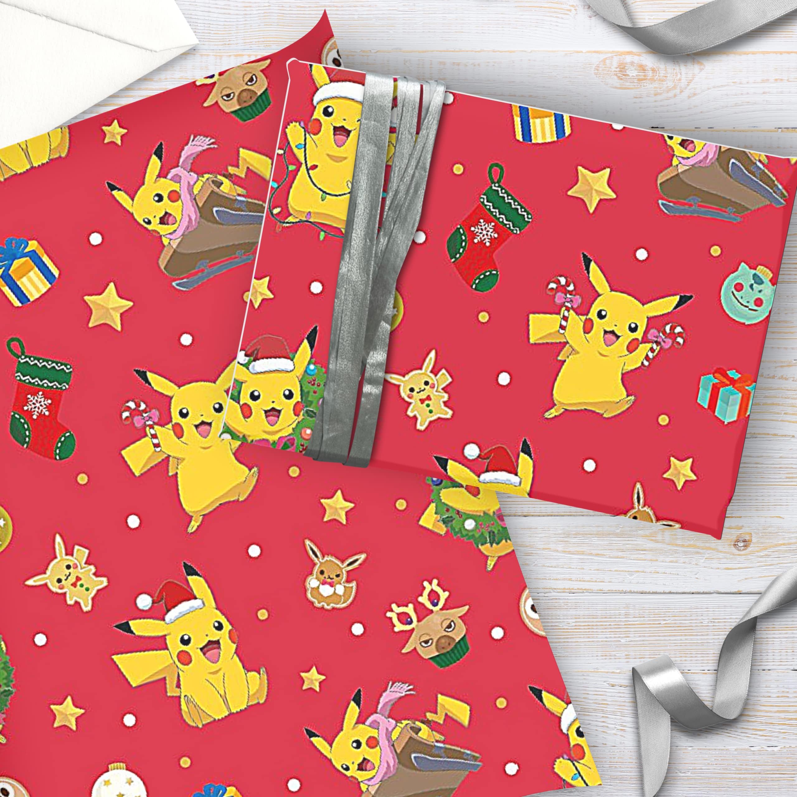 Danilo Promotions Pokemon Christmas Wrapping Paper - 4 Sheets | Pikachu Design | 70cm x 50cm 5