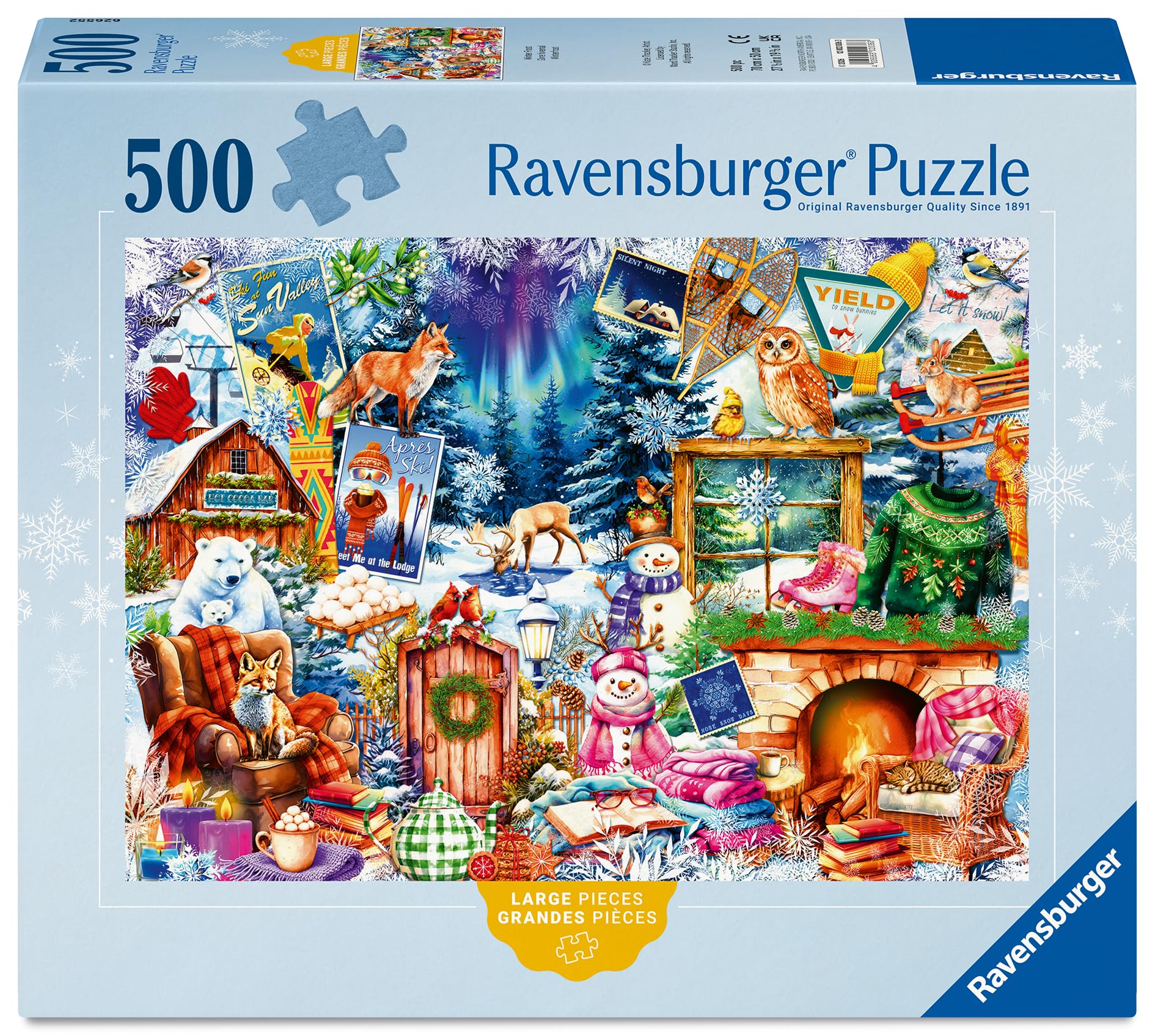 Ravensburger Winter Mountain Village Jigsaw Puzzle - 500 Pieces, Large Format