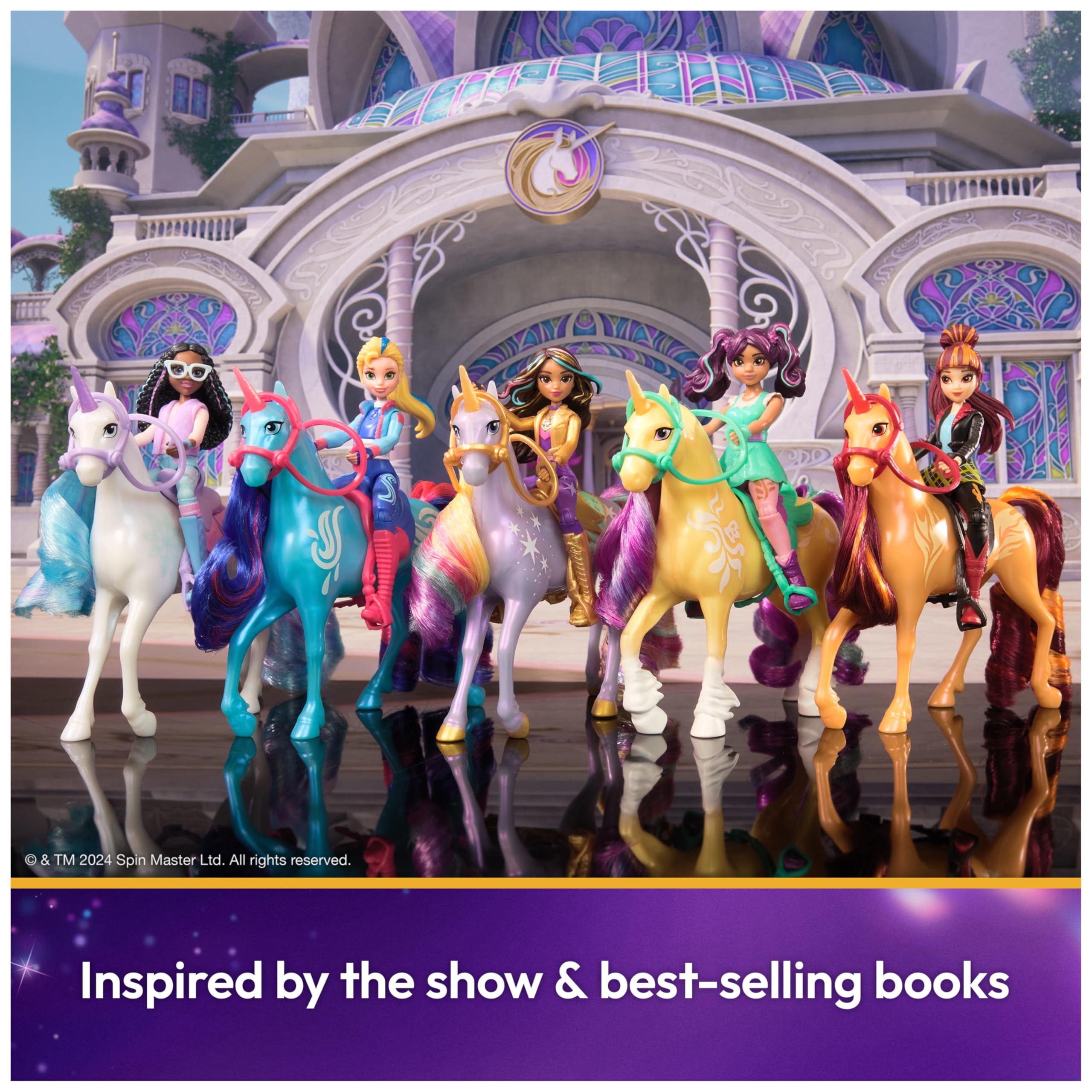 Unicorn Academy Valentina & Cinder Playset with 2 Riding Accessories and Hair Styling Tool | Ages 4+ 7