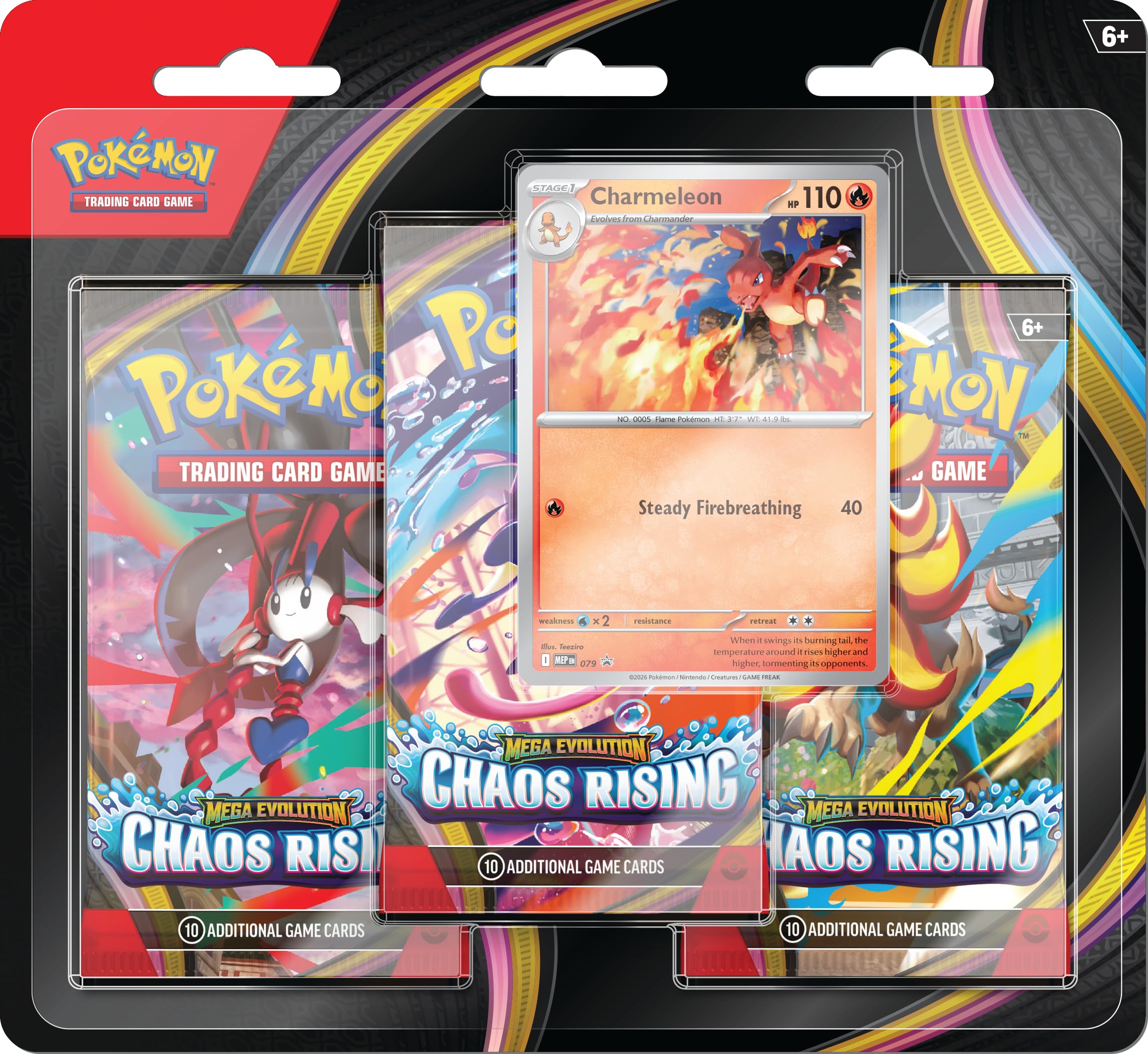 Pokémon TCG: Mega Evolution—Chaos Rising Triple Pack - Includes 1 Foil Promo Card & 3 Booster Packs