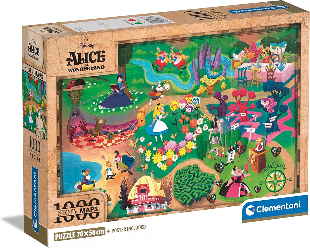 Clementoni 39785 Disney Alice in Wonderland-1000 Pieces-Adult Jigsaw Puzzles, Ma