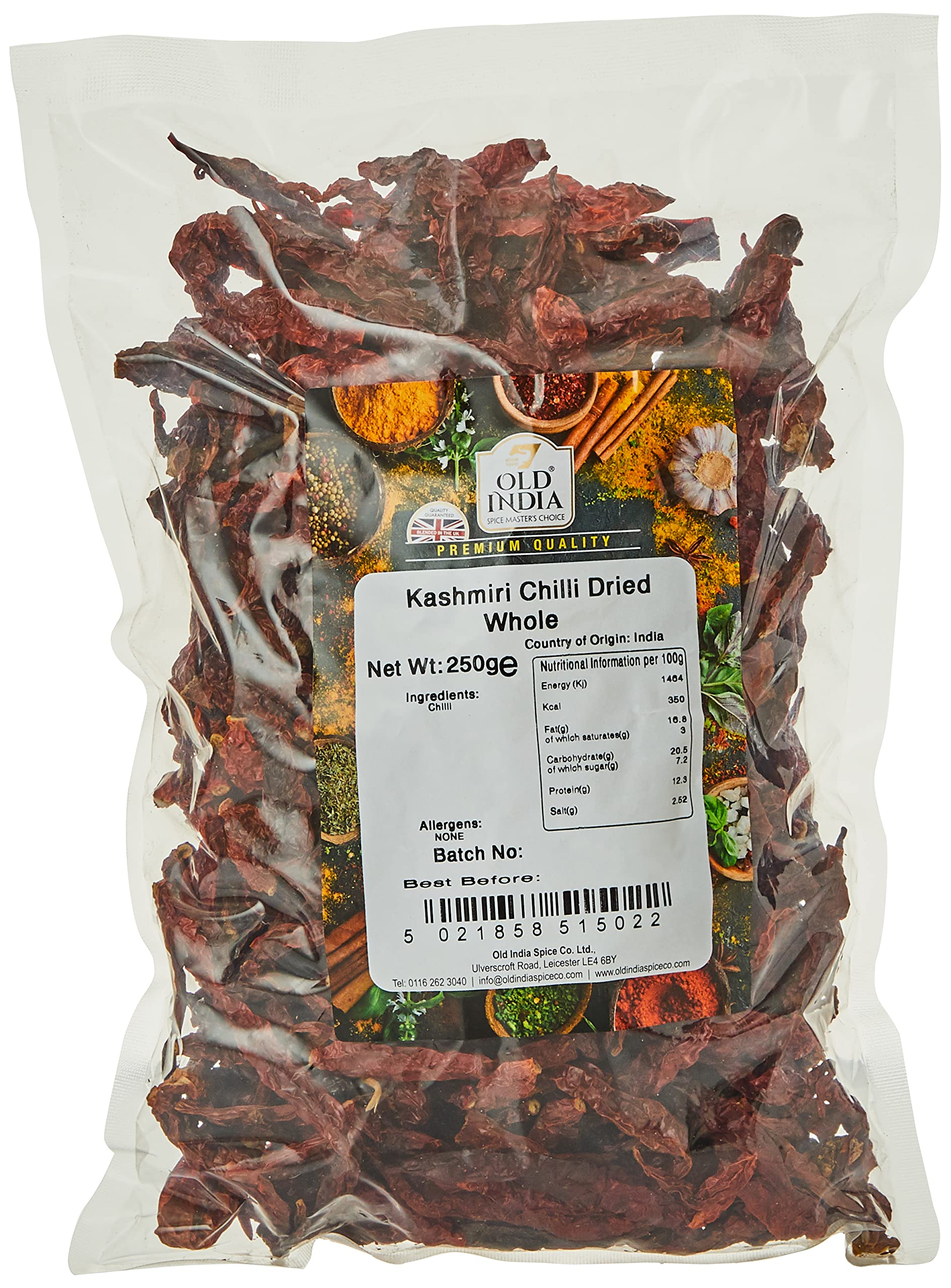 Old India Kashmiri Chilli Dried Whole - Natural, Additive Free | 250g