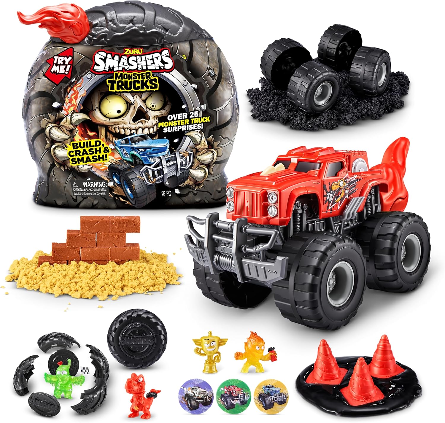 Smashers Monster Truck Surprise by ZURU - Dino Drifter with 25 Surprises, 3 Trucks to Collect 1