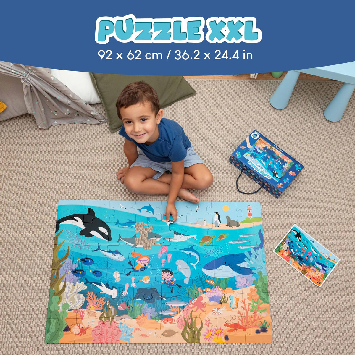 BONNYCO Giant Ocean Animals Floor Puzzle - 48 Large Pieces, Ages 2+